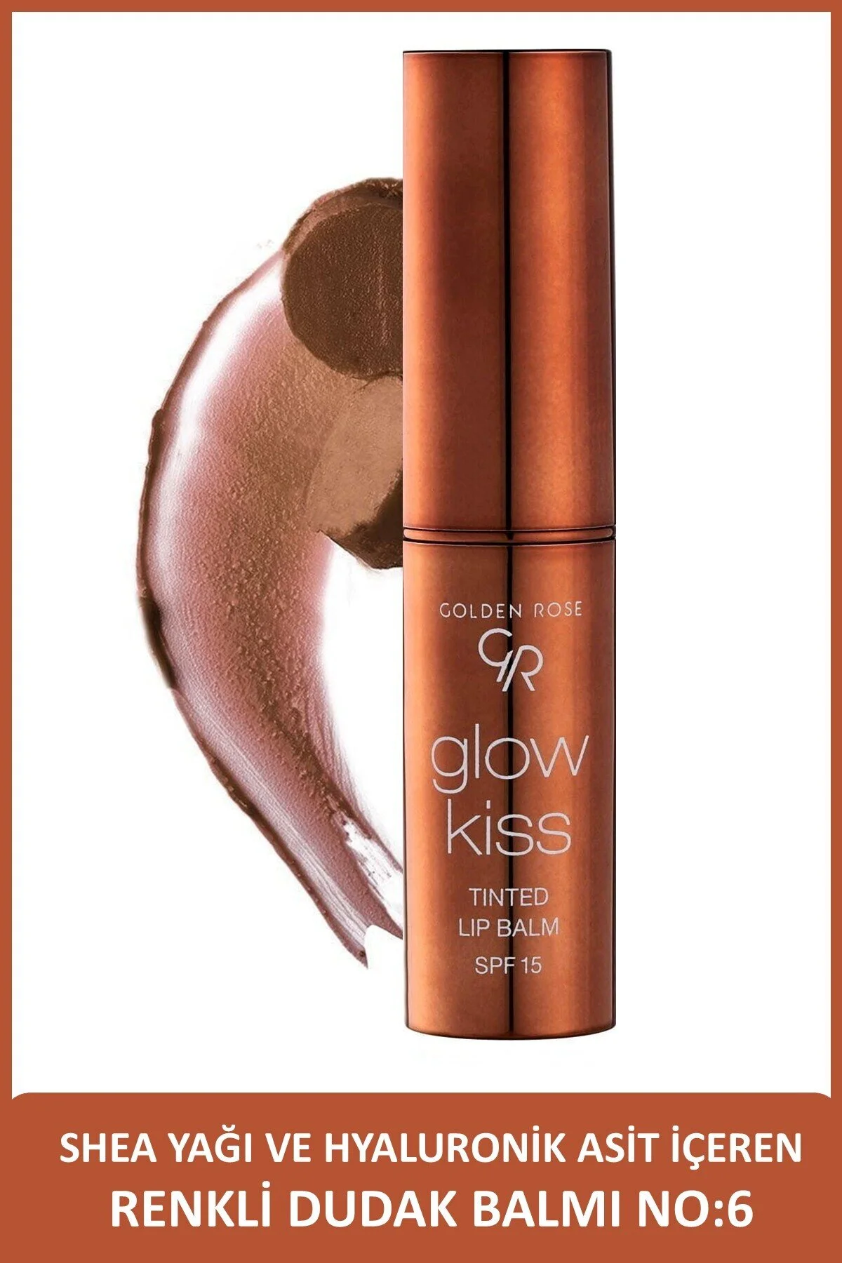 تینت بالم لب مرطوب کننده لب شکلاتی SPF۱5 شماره Gr Glow Kiss Choco Cake 06 گلدن رز Golden Rose