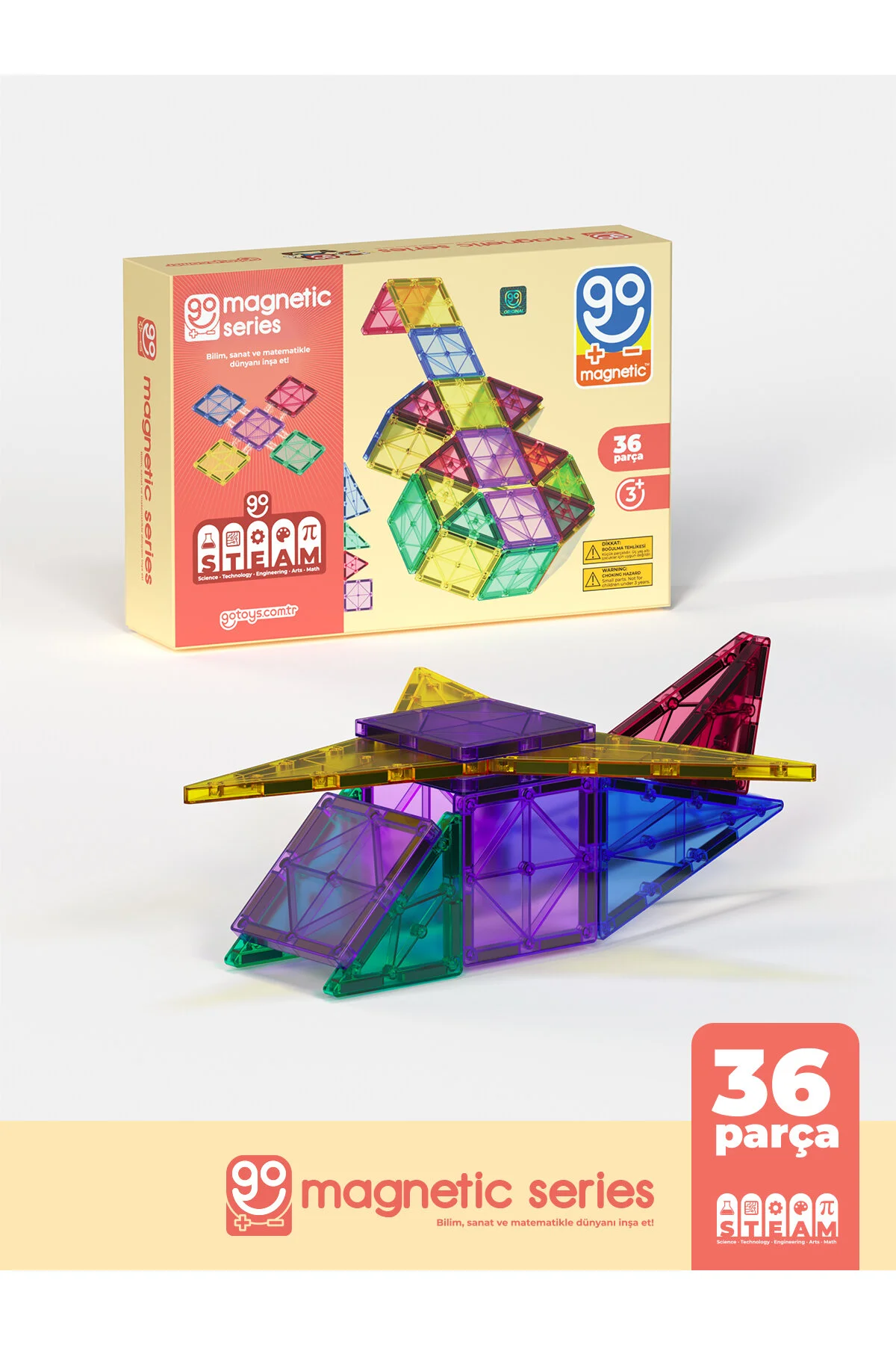اسباب بازی آموزشی 36 قطعه مغناطیسی اصلی اورجینال Go Toys