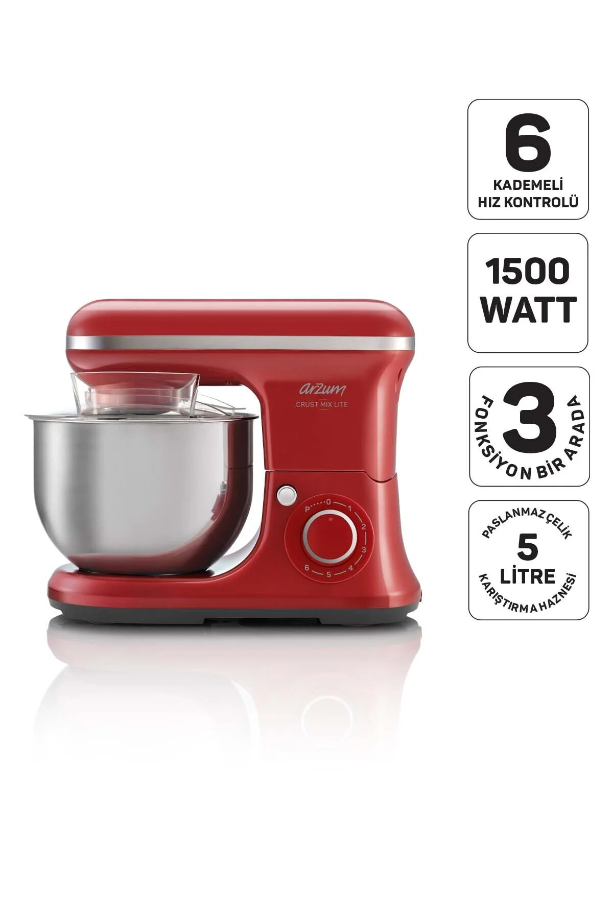 میکسر و ست میکس مخلوط LITE MIXER 1500W 3 دستگاه مختلف قرمز AR1189 Arzum