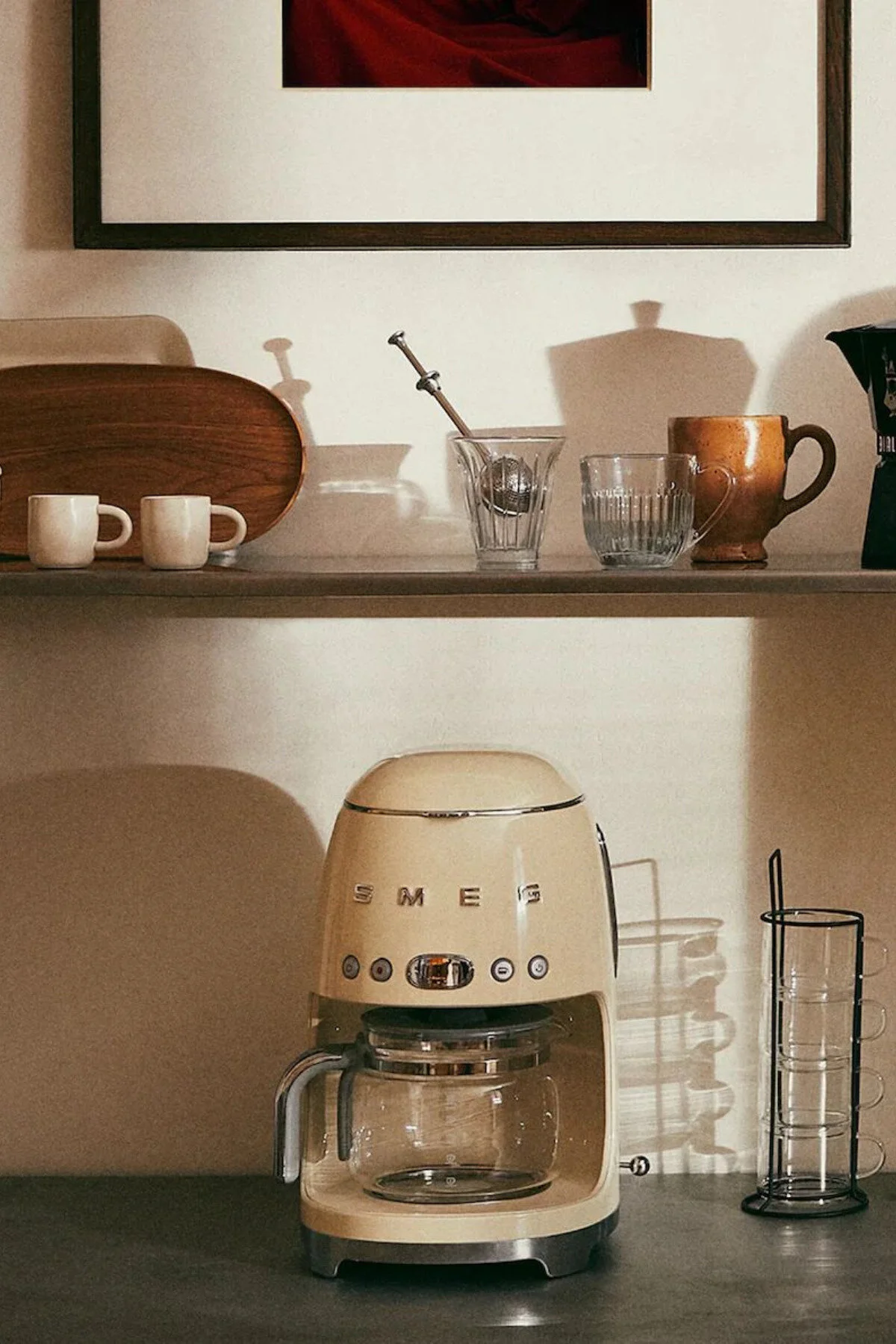 قهوه ساز فیلتری دستگاه فیلتر دار کرم رترو سبک دهه 50 اورجینال Smeg