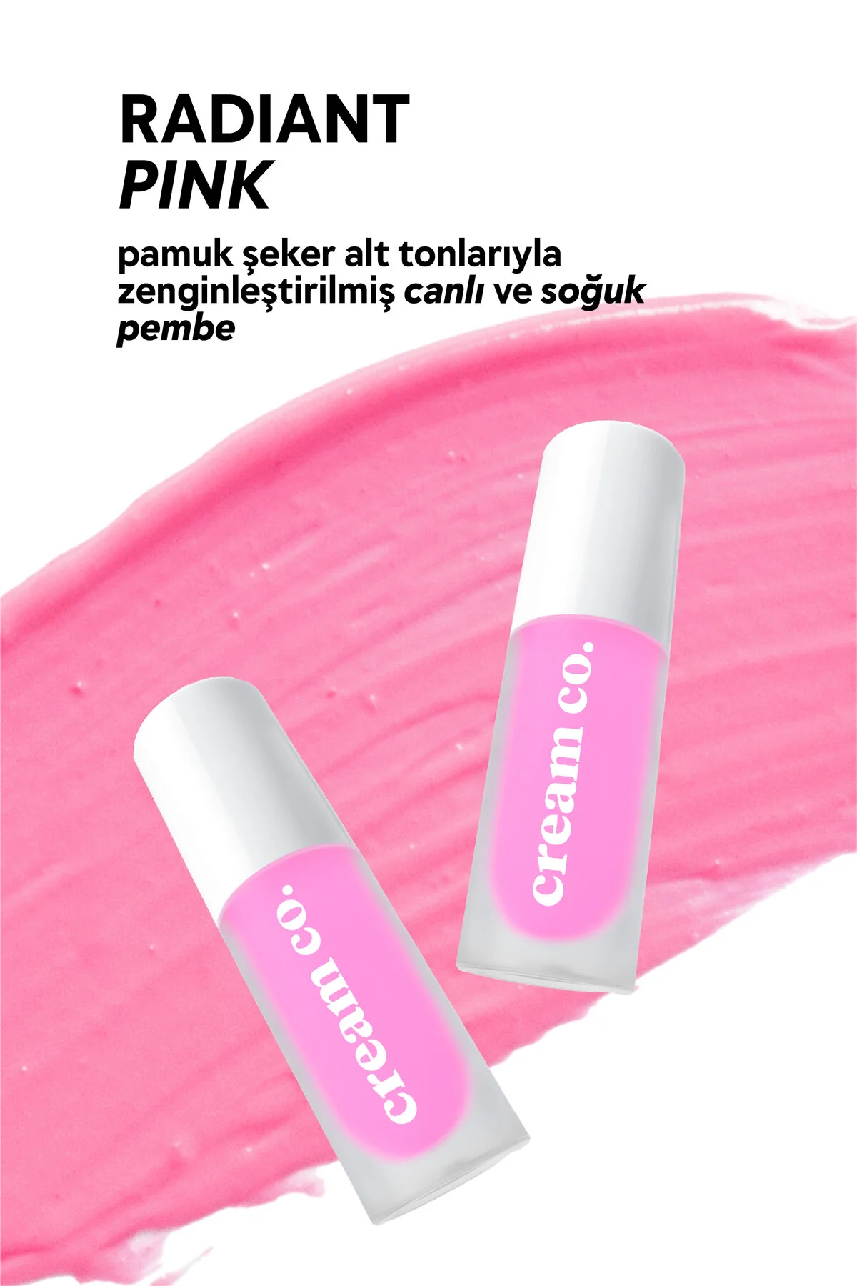رژگونه و رژ لب مرطوب کننده رنگی با رنگ صورتی و هیالورونیک اسید Cream Co