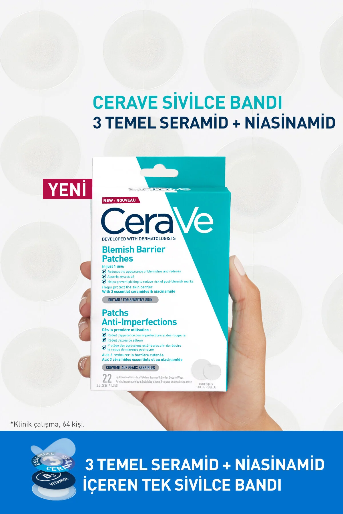 باندهای ضد جوش حاوی اسید سالیسیلیک و سرامید 22 عددی سراوی CeraVe