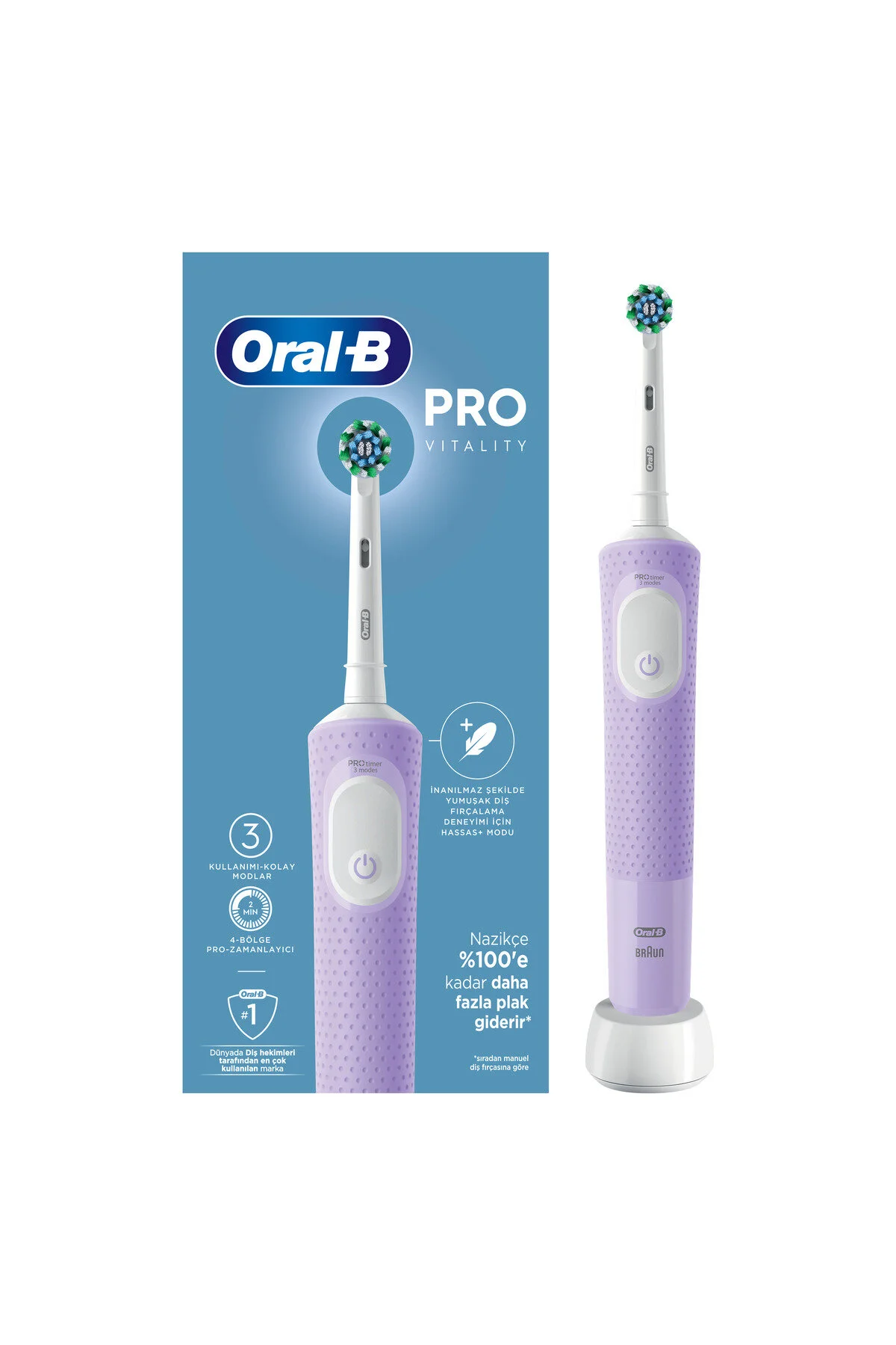 مسواک برقی شارژی اورال-بی Vitality Pro Cross Action D103 صورتی مدل D103 Lila