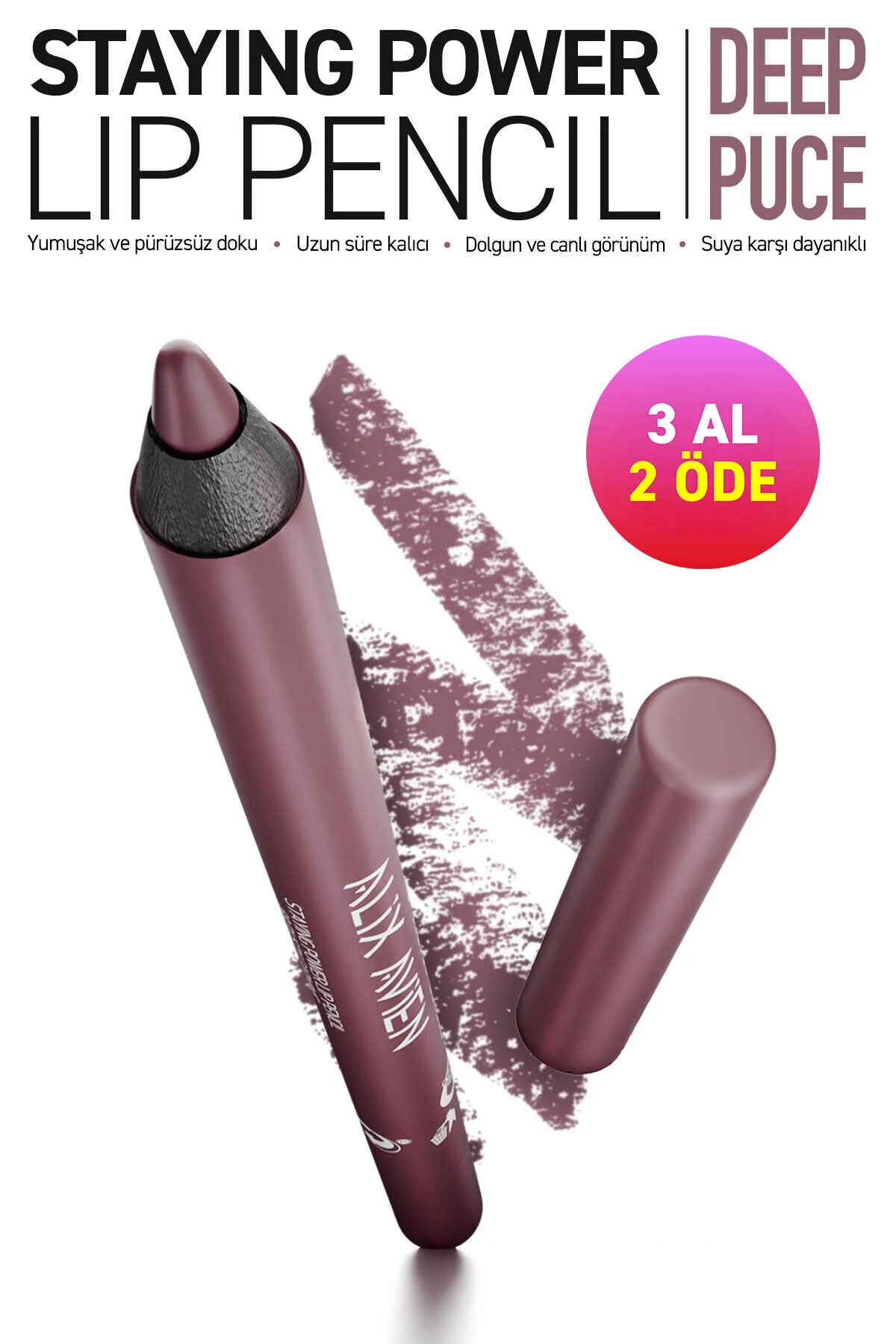 خط لب یکنواخت و ماندگار با رنگ قهوه‌ای مناسب برای همه مدل STAYINGLIPPENCIL Alix Avien