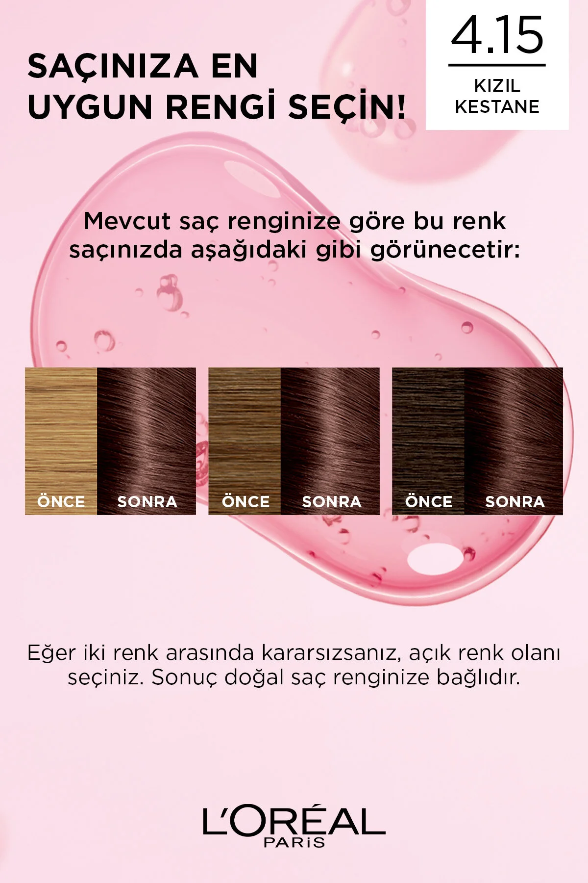 L'Oreal Paris رنگ مو کرم 100% پوشش موهای سفید Excellence رنگ قهوه ای جذاب شماره 4.15