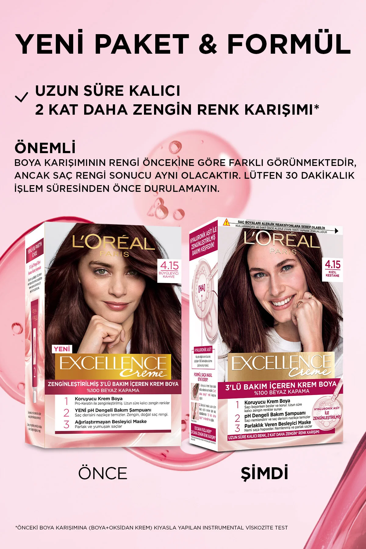 L'Oreal Paris رنگ مو کرم 100% پوشش موهای سفید Excellence رنگ قهوه ای جذاب شماره 4.15