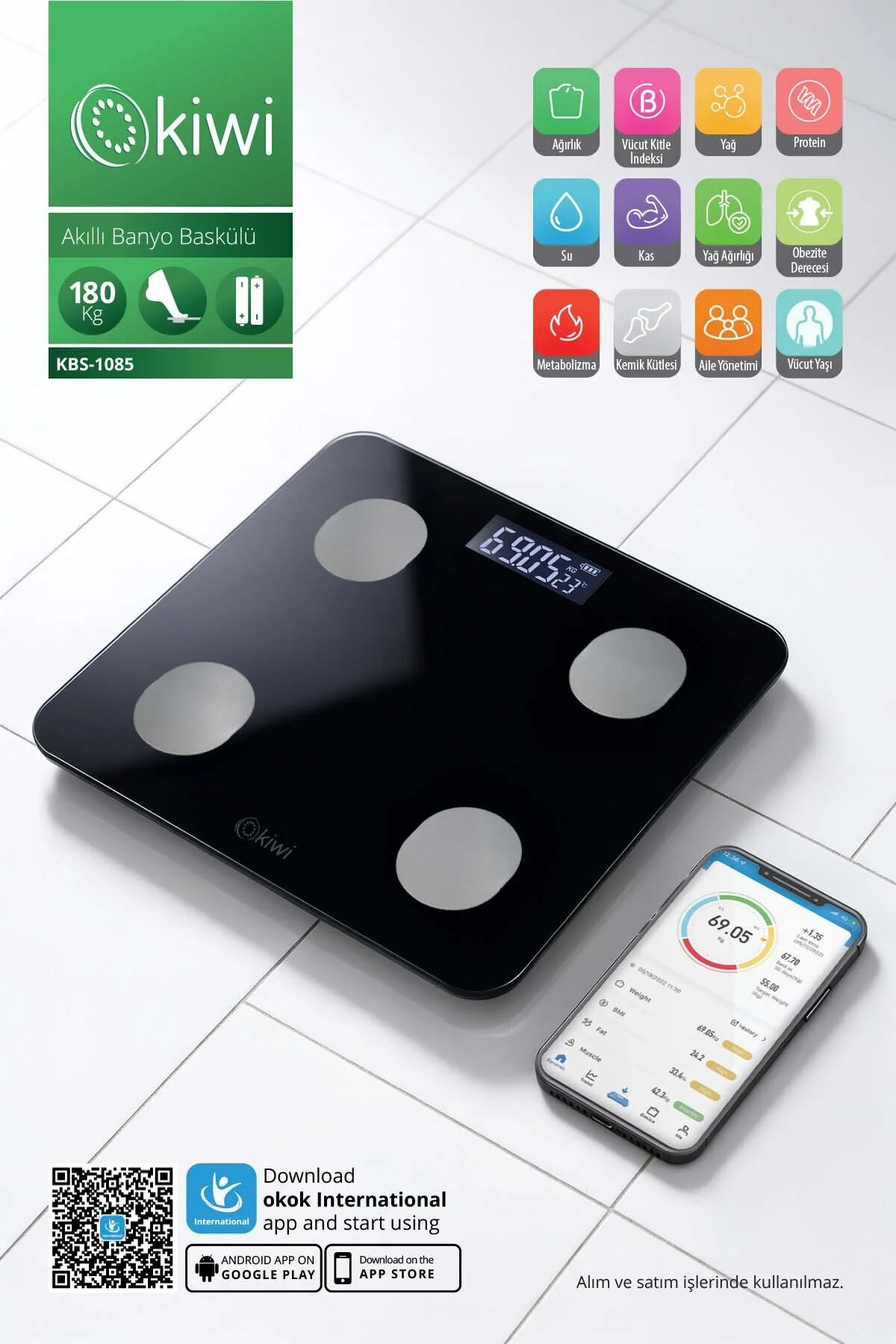 ترازو آب بازل دیجیتال عضله بدن اندازه گیری وزن ABS Kiwi