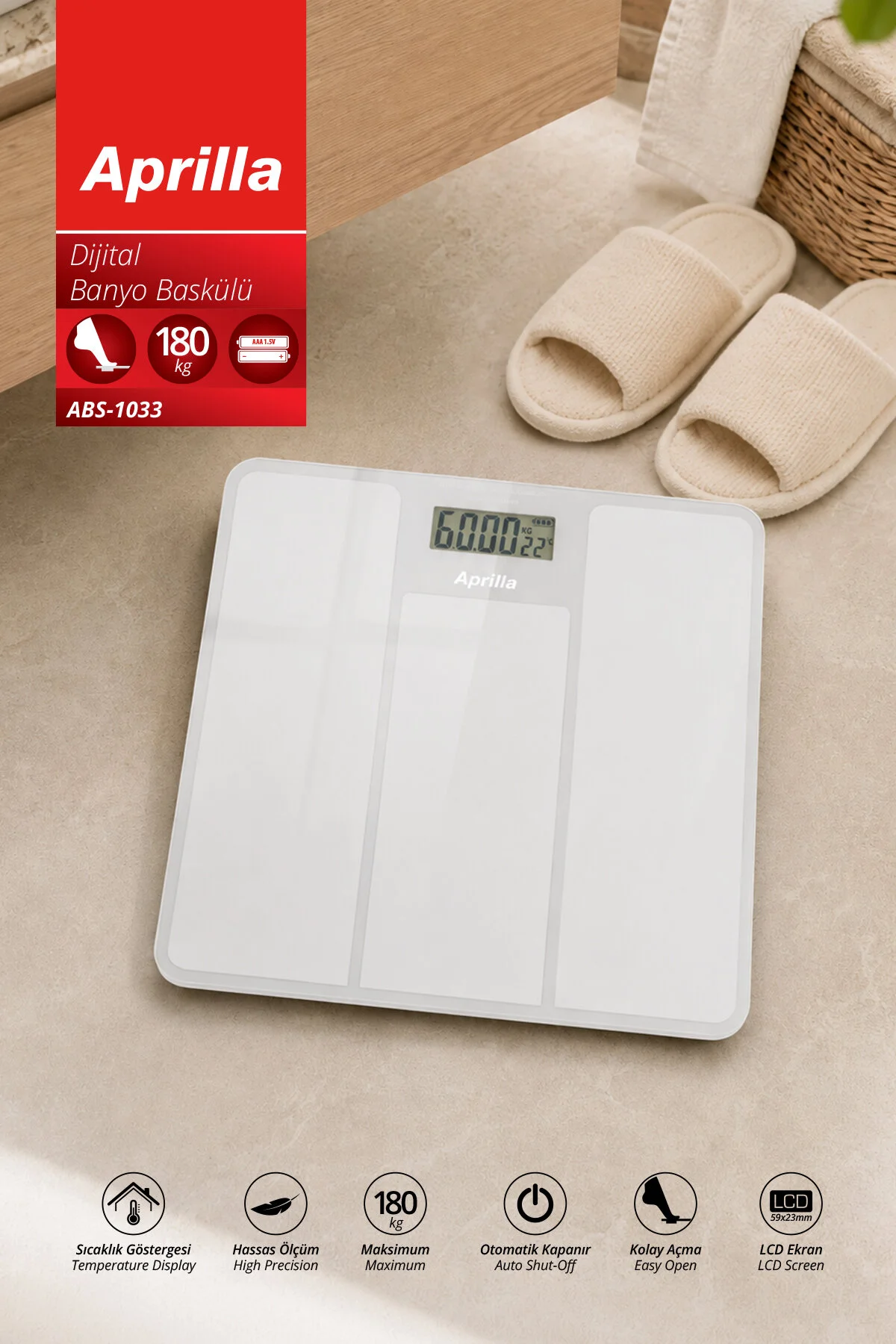 ترازو پایه حمام دیجیتال ABS اورجینال Aprilla