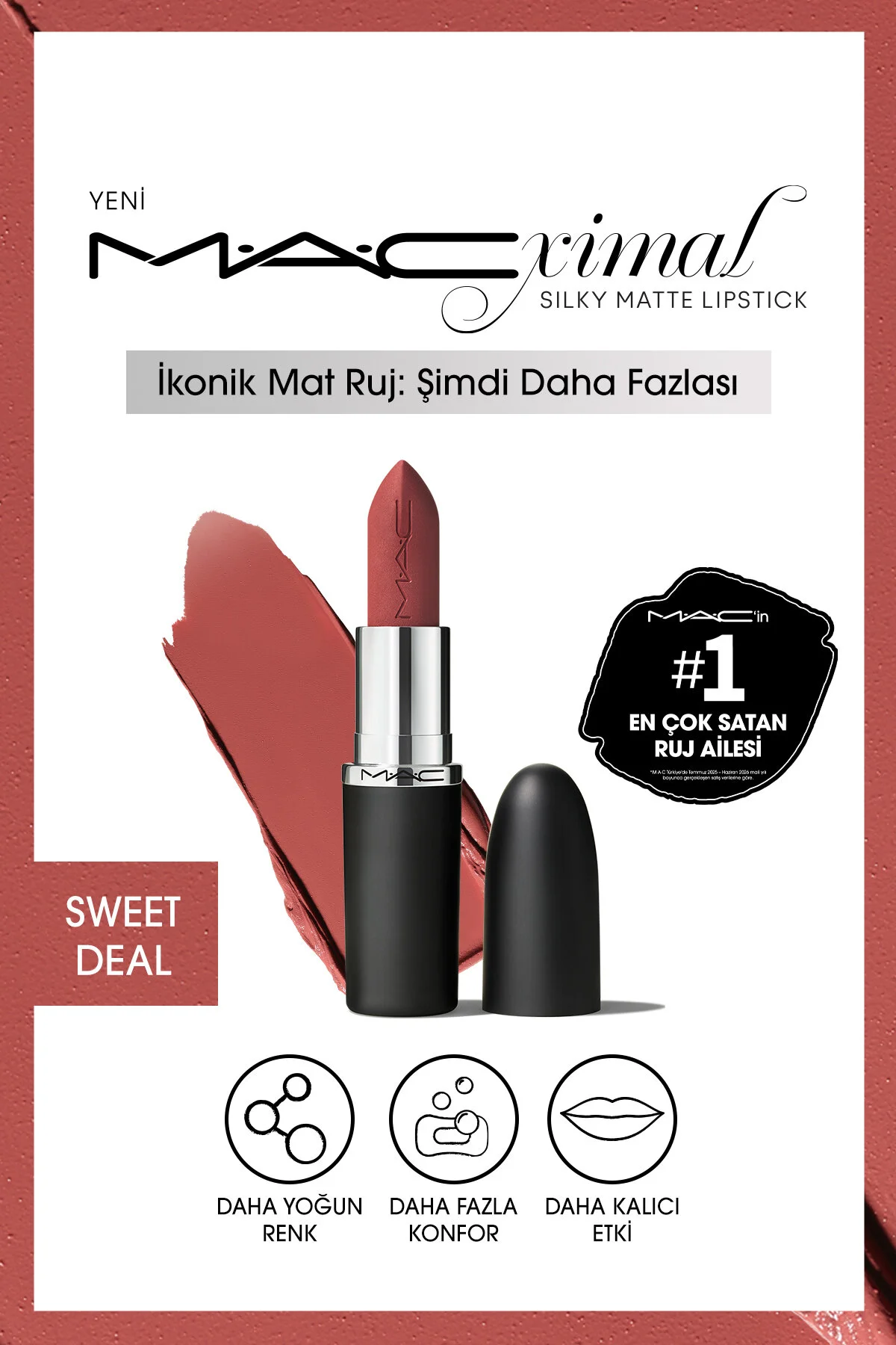 رژ لب مات مخملی مک MACXIMAL مدل Sweet Deal حجم 3.5 گرم