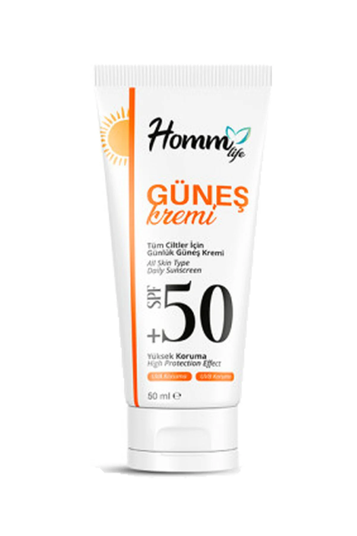 کرم ضد آفتاب بدن 50 میلی‌لیتری با SPF 50 مناسب برای پوست‌های حساس Homm Life