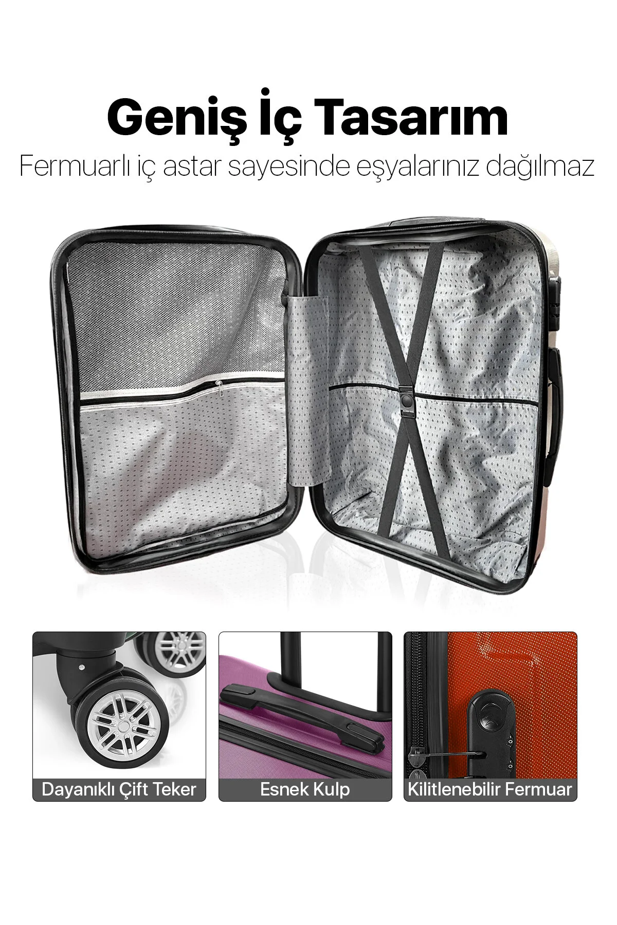 ست ۲ عددی چمدان Polo&Sky مدل Elmas مشکی – سبک، مقاوم و با چرخ‌های 360 درجه Polo Sky