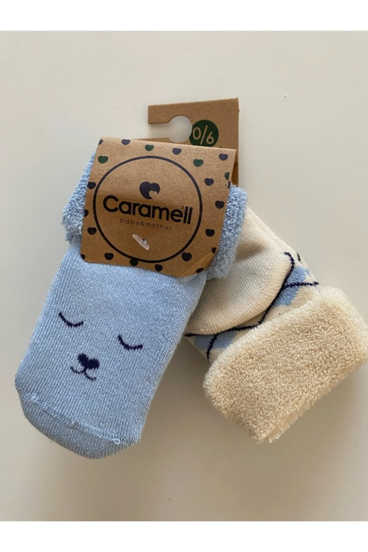 جوراب آبی پسرانه و بچگانه 2 تایی با حوله داخل Caramell