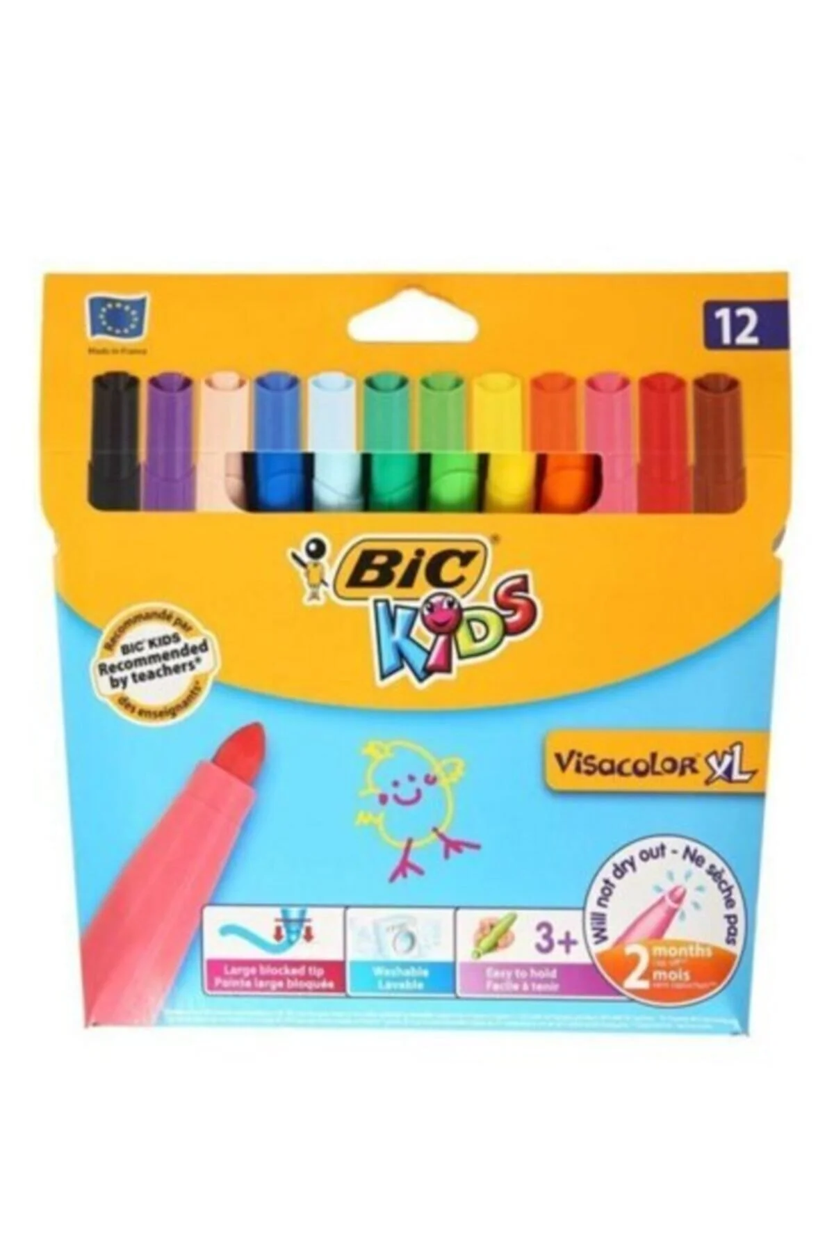 وسایل رنگ آمیزی چند XL FELE PEN 12 LI قابل شستشو بیک Bic