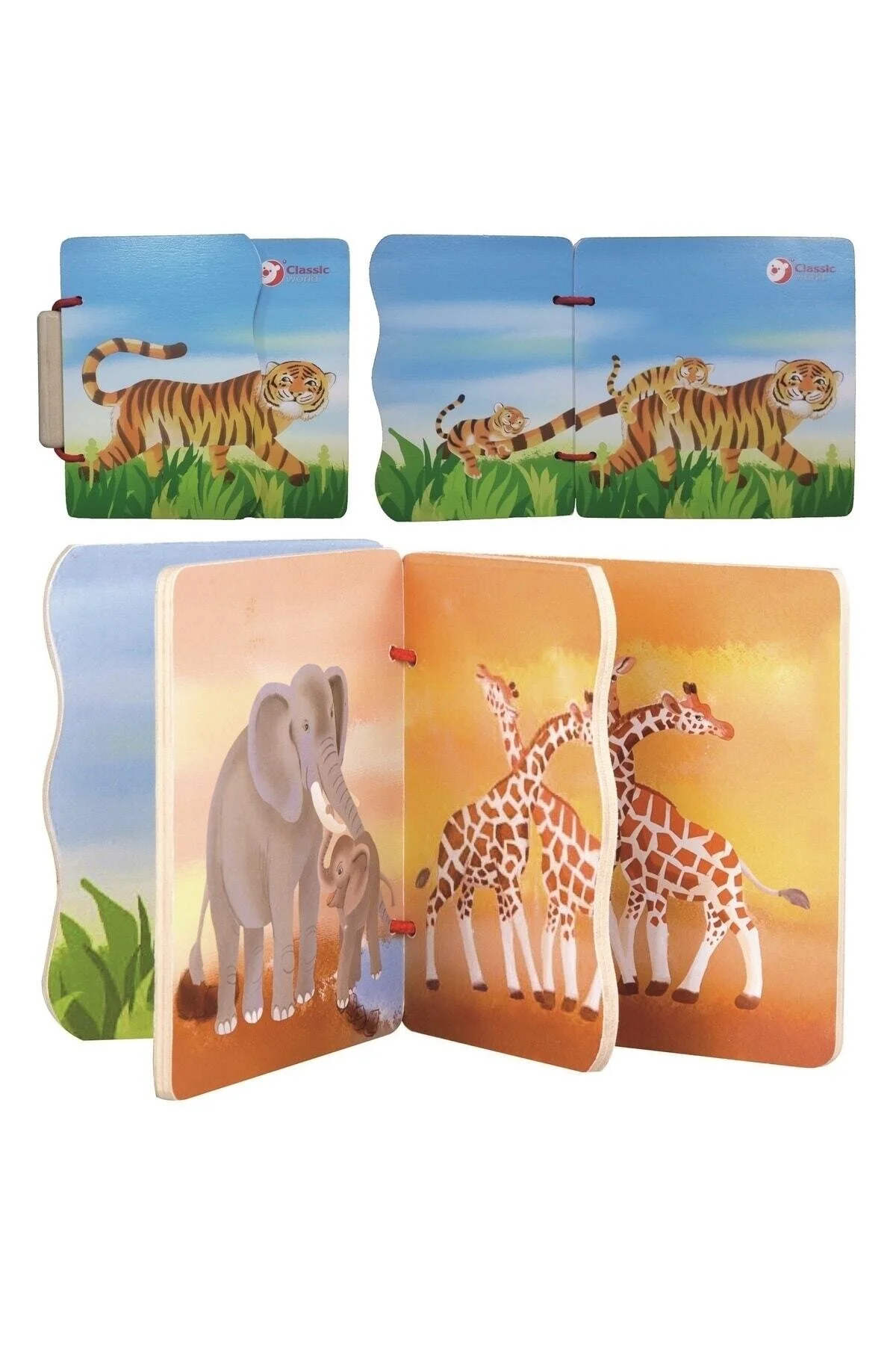 اسباب بازی های آموزشی مجموعه 2 کتاب My Wooden Animal Family Book Wild Animals Classic World