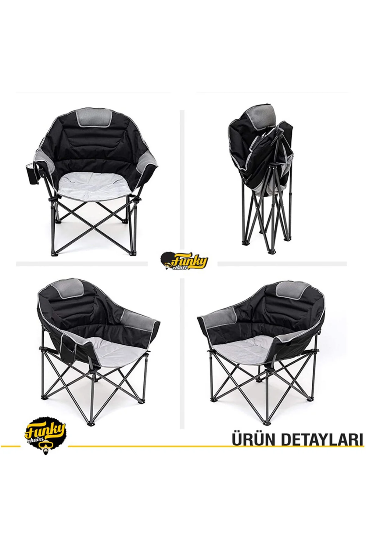 صندلی کمپ سیاه اردوگاه ماه Xxl فانکی چیرز Funky Chairs