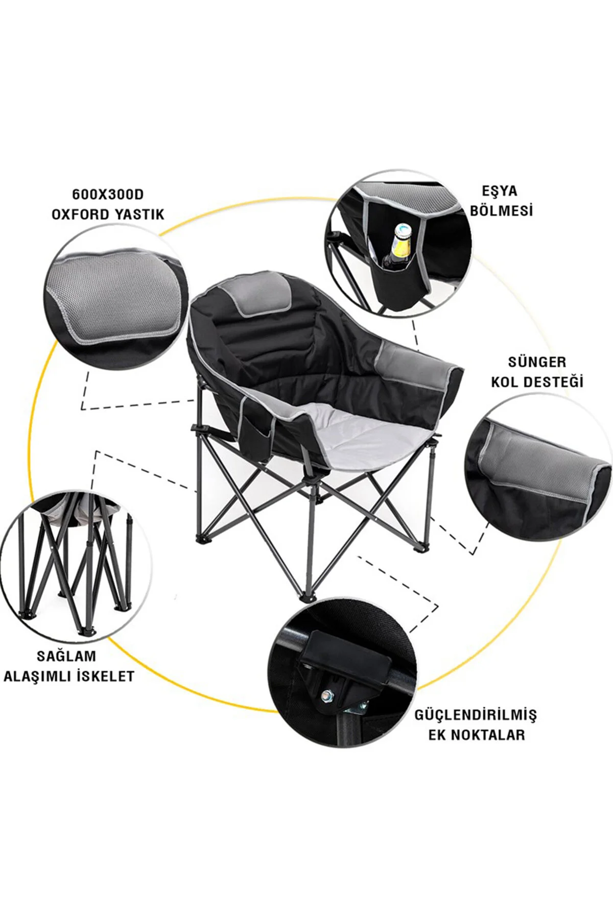 صندلی کمپ سیاه اردوگاه ماه Xxl فانکی چیرز Funky Chairs