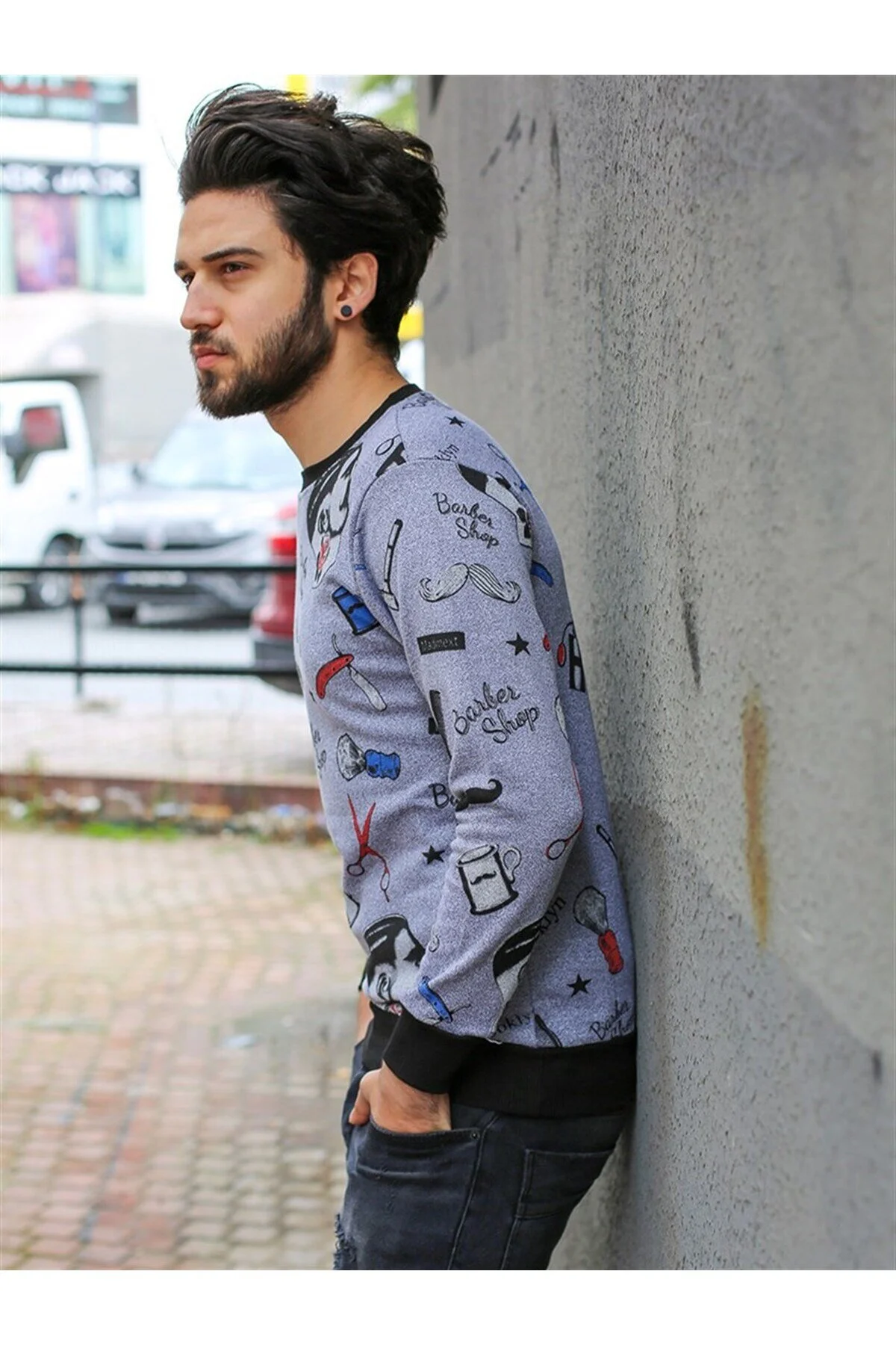 سویشرت خاکستری مردانه 1738 اورجینال Madmext
