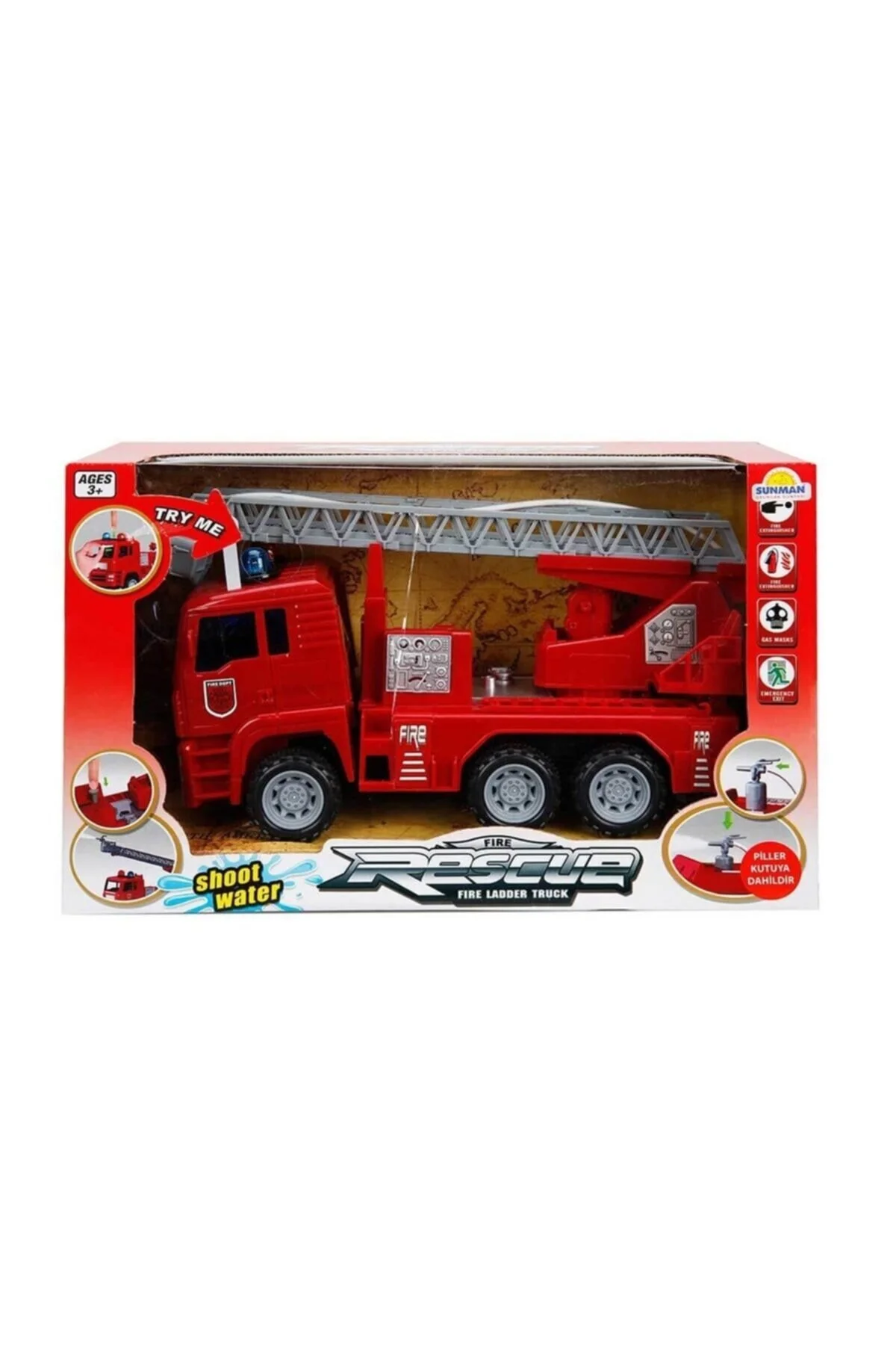 ماشین اسباب بازی آتش نشانی MAXX WHEELS WATER SQUIRTING با صدا و نور 24 سانتی متر Sunman