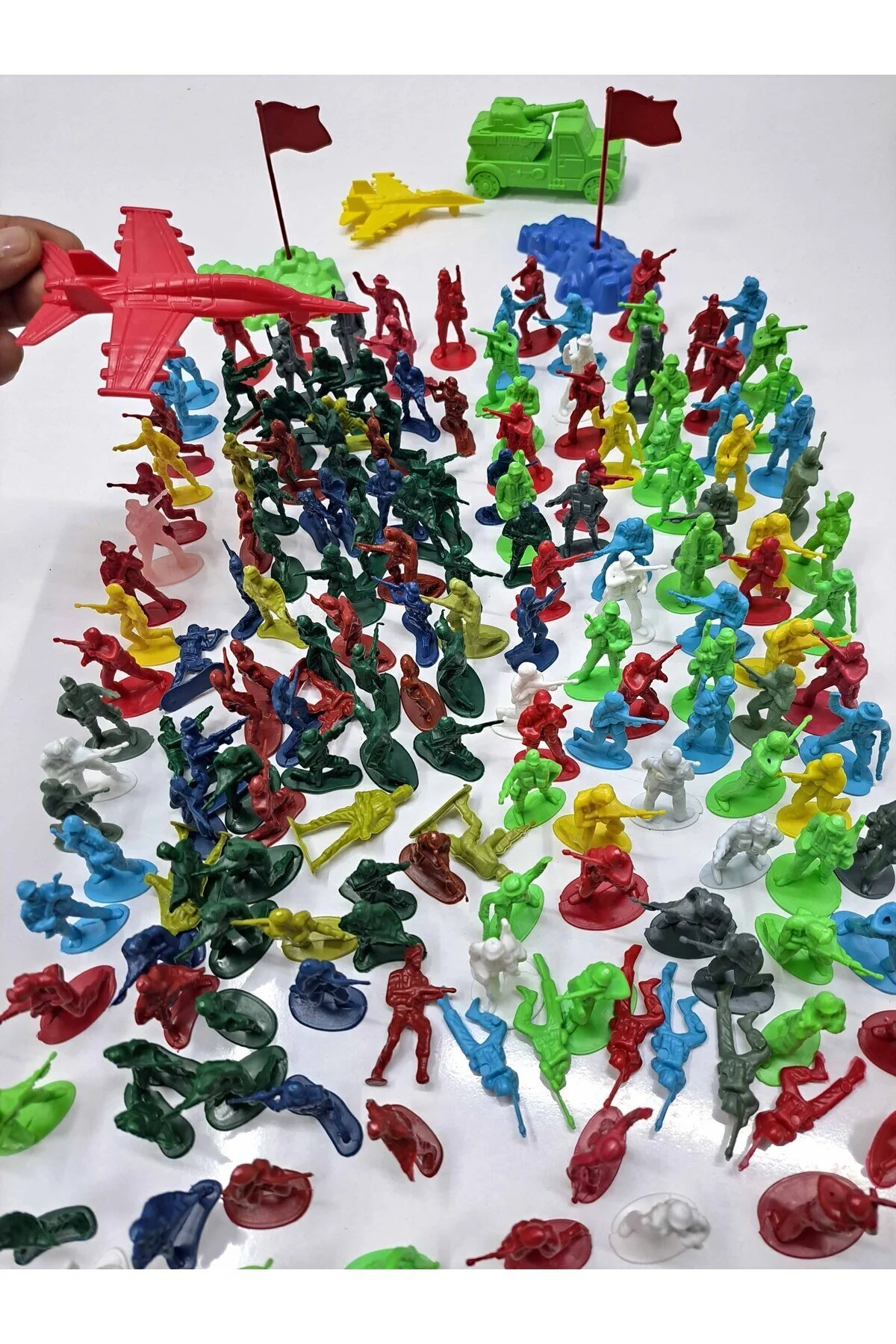 اسباب بازی های فیگور دیگر ست 185 عددی سرباز 5.5 سانتی متری تانک پرچم هواپیما ALYTOYS