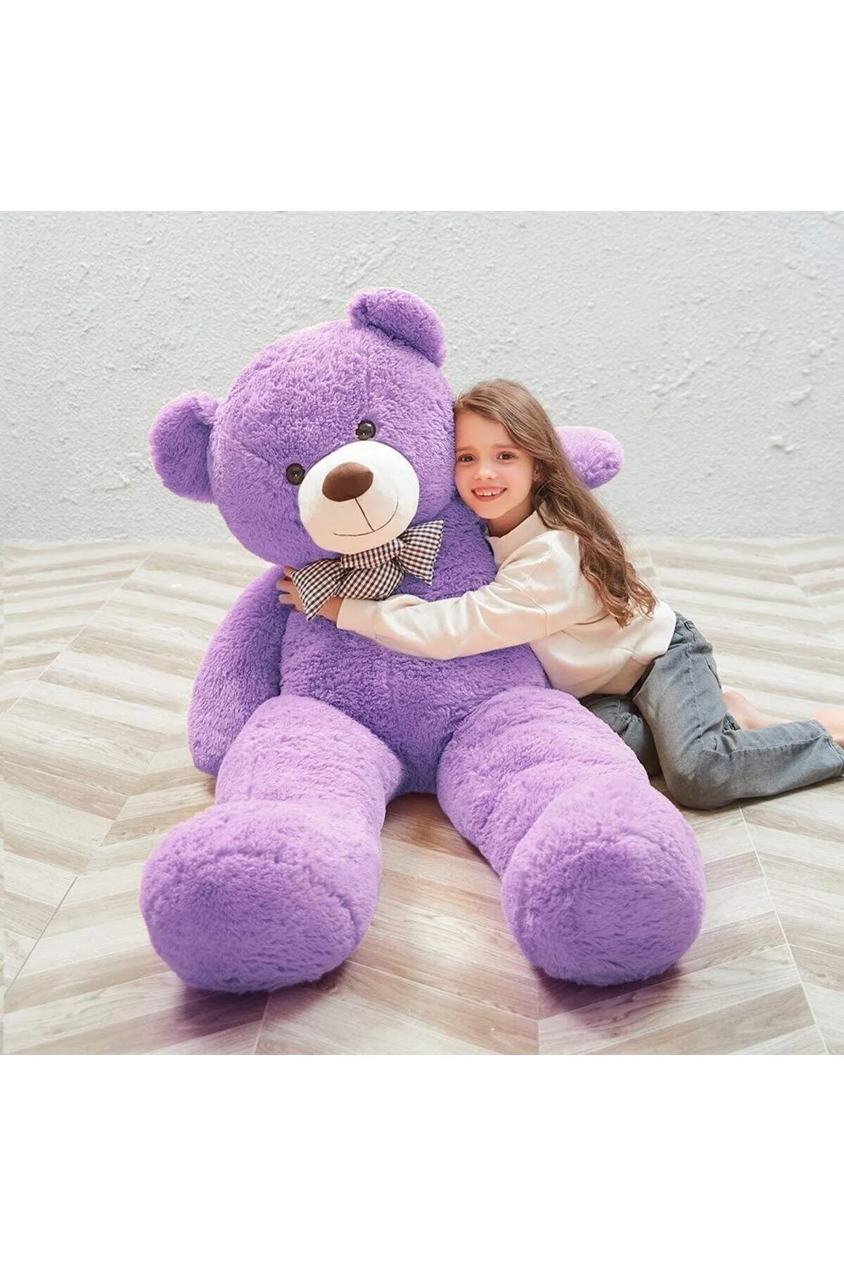 اسباب بازی های پشمی خرس مخملی با پاپیون 175 سانتی متری GIANT SIZE 100% محلی Sole