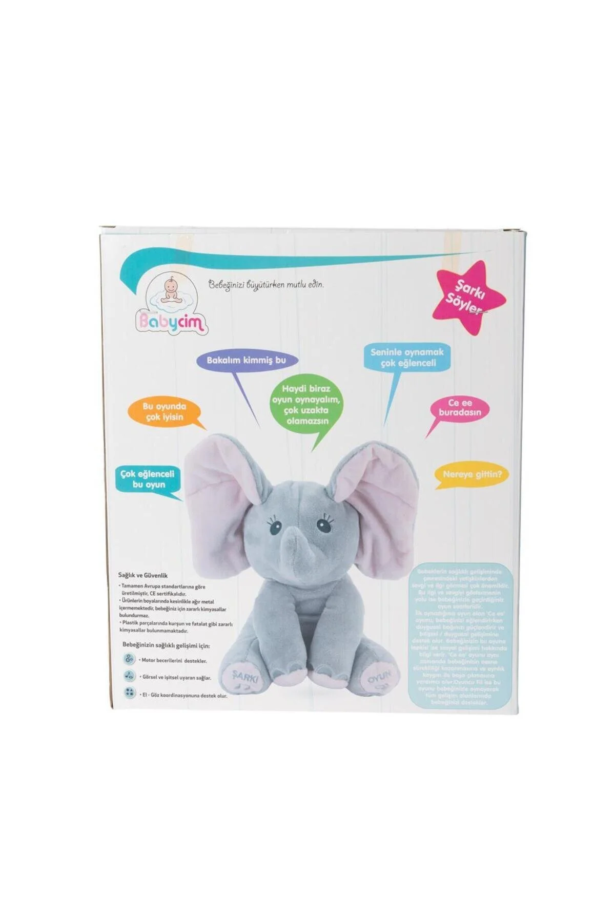 اسباب بازی های پشمی فیل بازیگوش BABYCIM CEE EE E1732027 مخمل دار آوازخوان Birlik Oyuncak