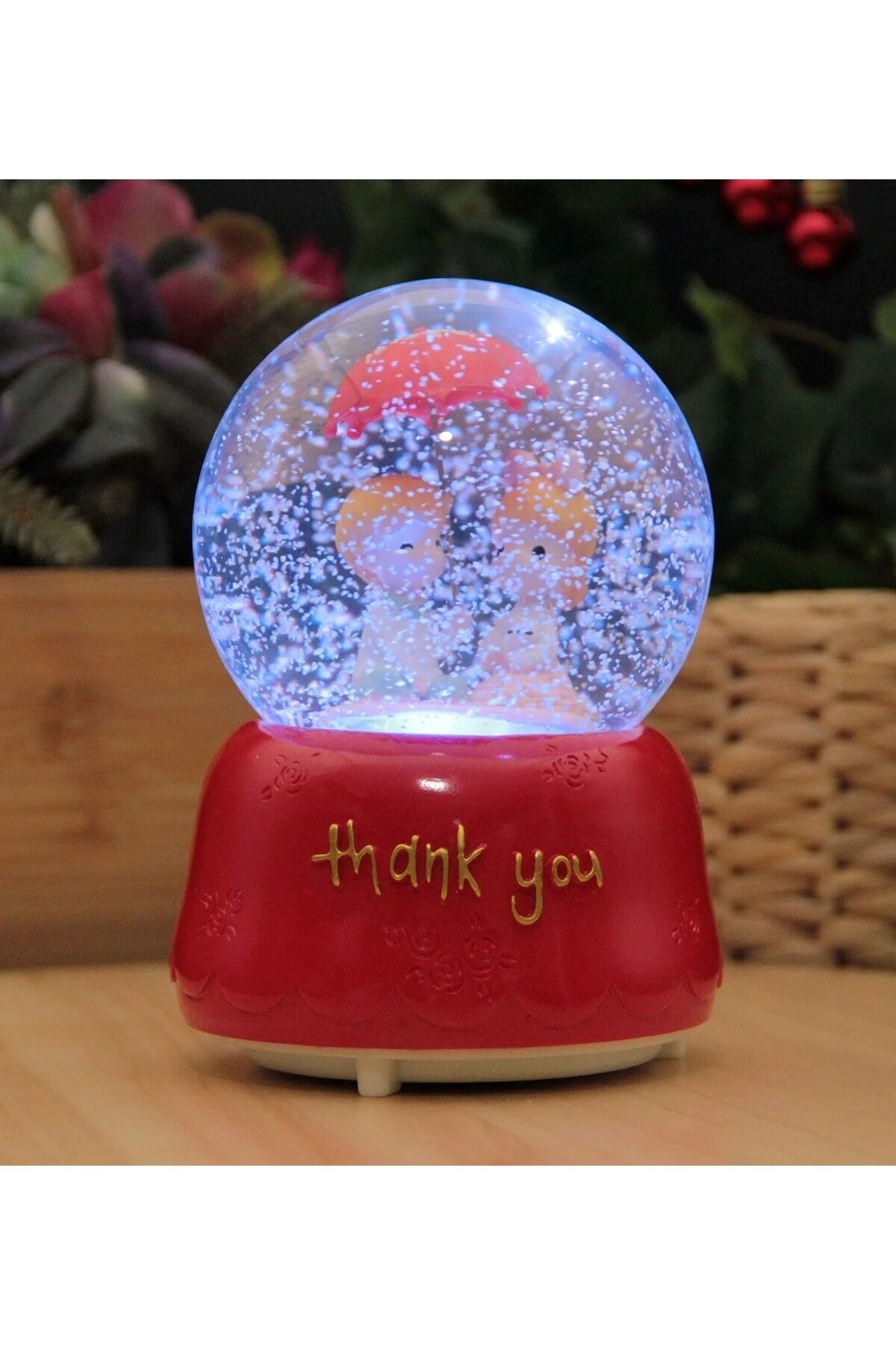گوی برفی با تشکر از شما MEGA SIZE SNOW GLOBE ماشین چراغ ها و موسیقی قرمز ترکیه HEDİYEBİZİZ