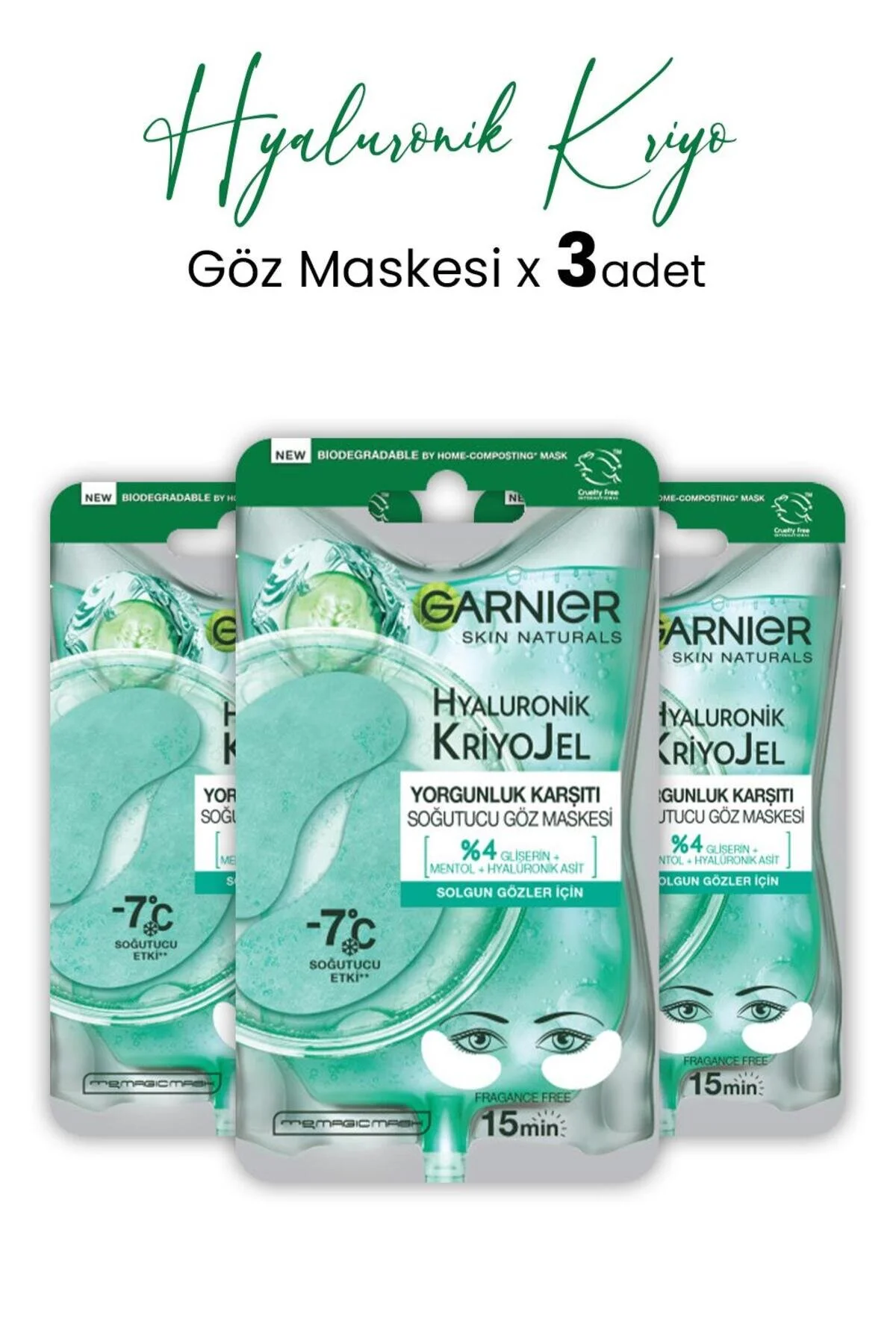 ماسک چشم خنک کننده ژل کرایون هیالورونیک 5 گرم X 3 قطعه Garnier