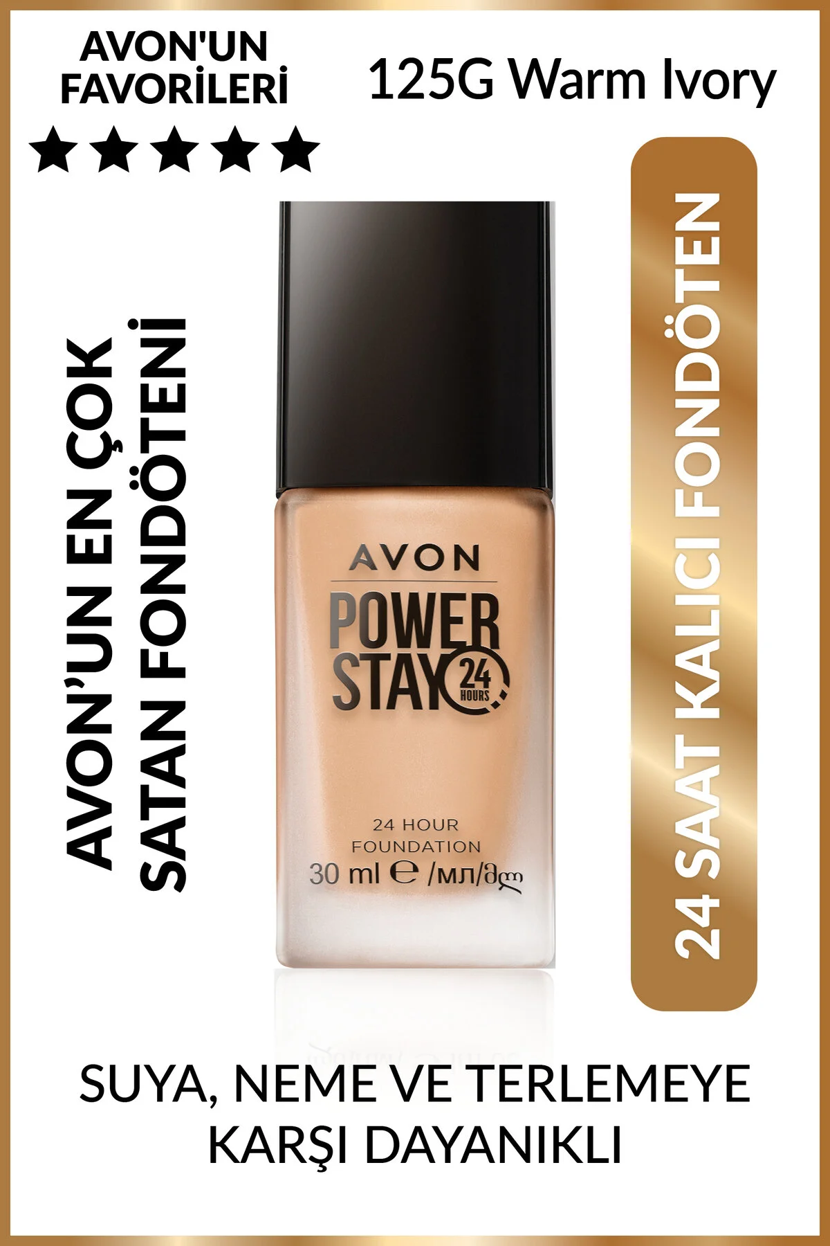 Avon پایه ثابت مخفی کننده قدرت واقعی 30 میلی لیتر. آیوری گرم