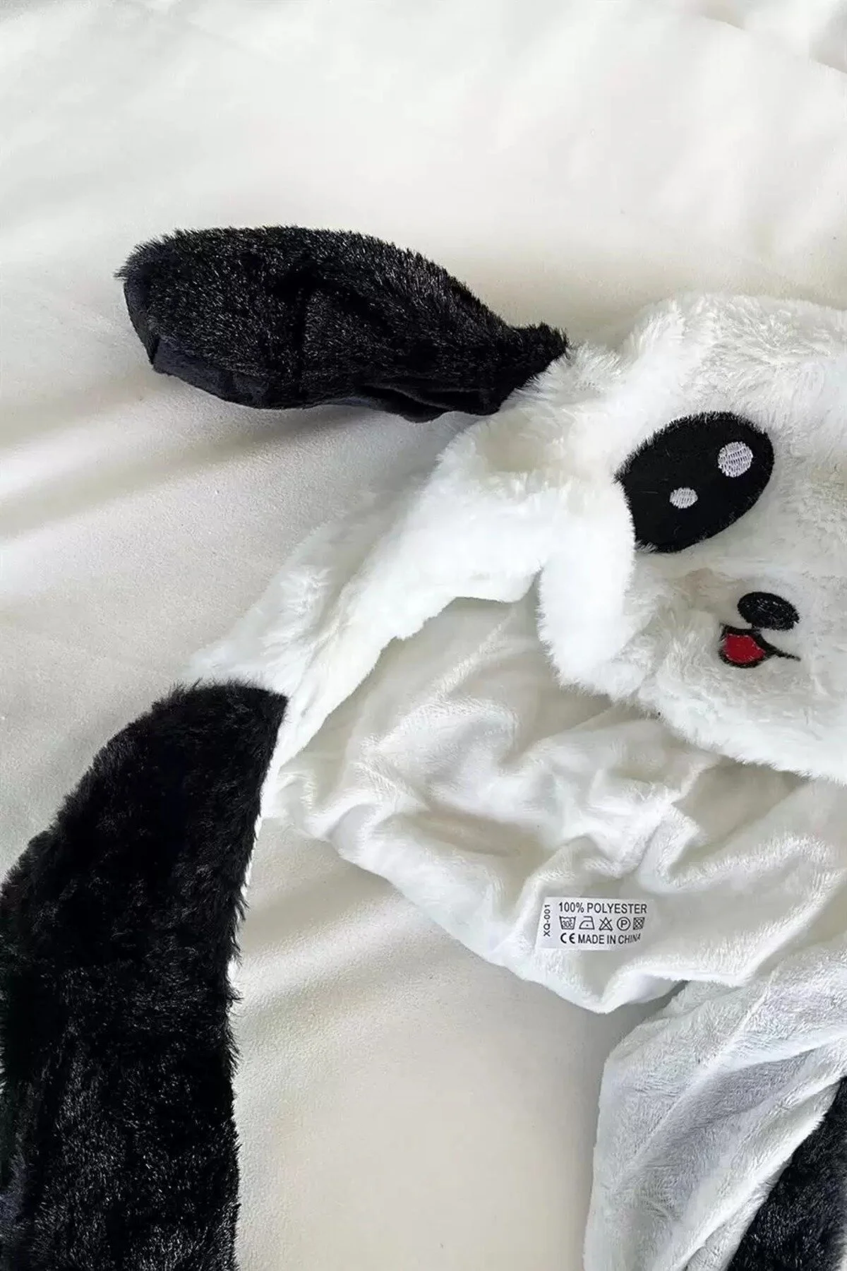 اسباب بازی های پشمی شکل پاندا MISOTREND با گوش متحرک زیبا مدل کلاه BEANIE سیاه و سفید misobaby