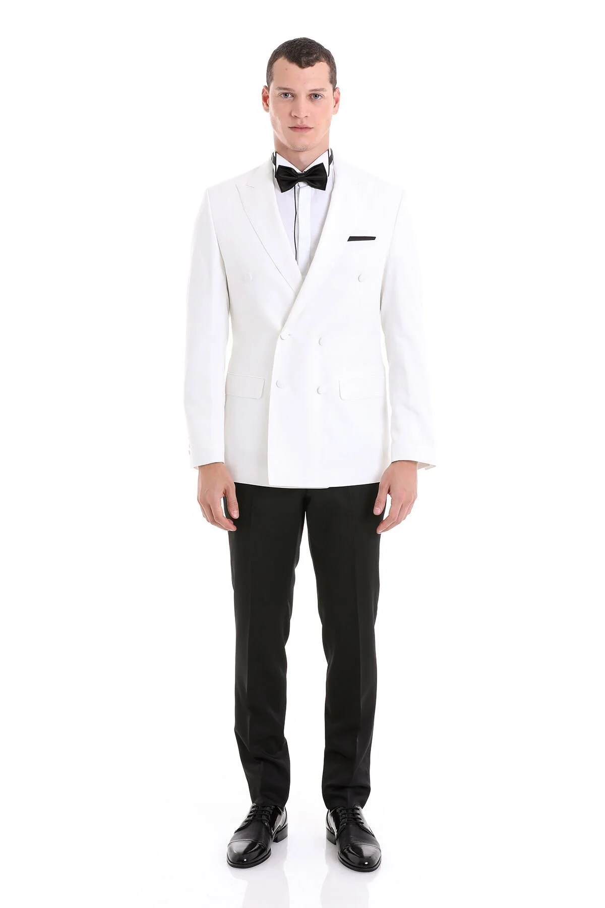 اسموکینگ مردانه WHITE SLIM FIT FLASH PLAIN CLASSIC CRUVE TUXEDO داماد Hatemoğlu