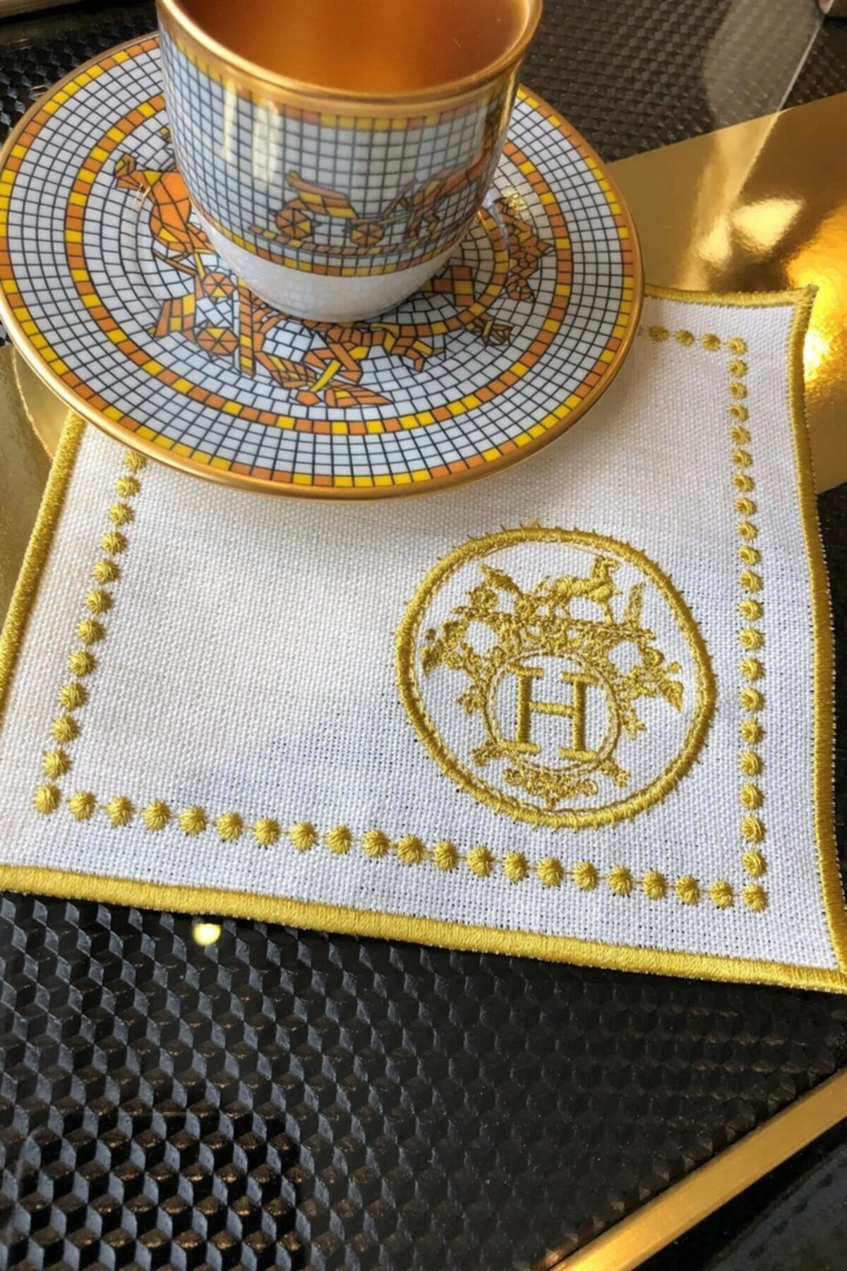 ARTER Home دستمال کاغذی کوکتل طلا موزایک 6 تیکه