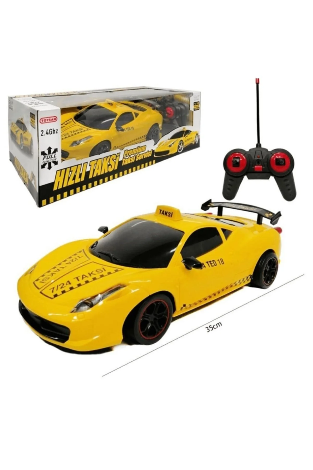 ماشین اسباب بازی تاکسی سریع کنترل از راه دور RC قابل شارژ پریمیوم در مقیاس 1:12 Toysan