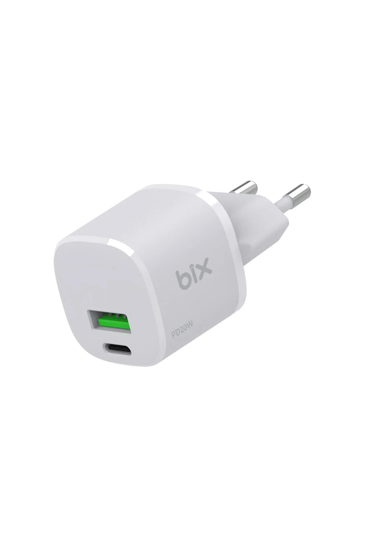 شارژر GAN PD 20W C و USB A QC 18W دورتر مینی سریع فعلی سفید Bix