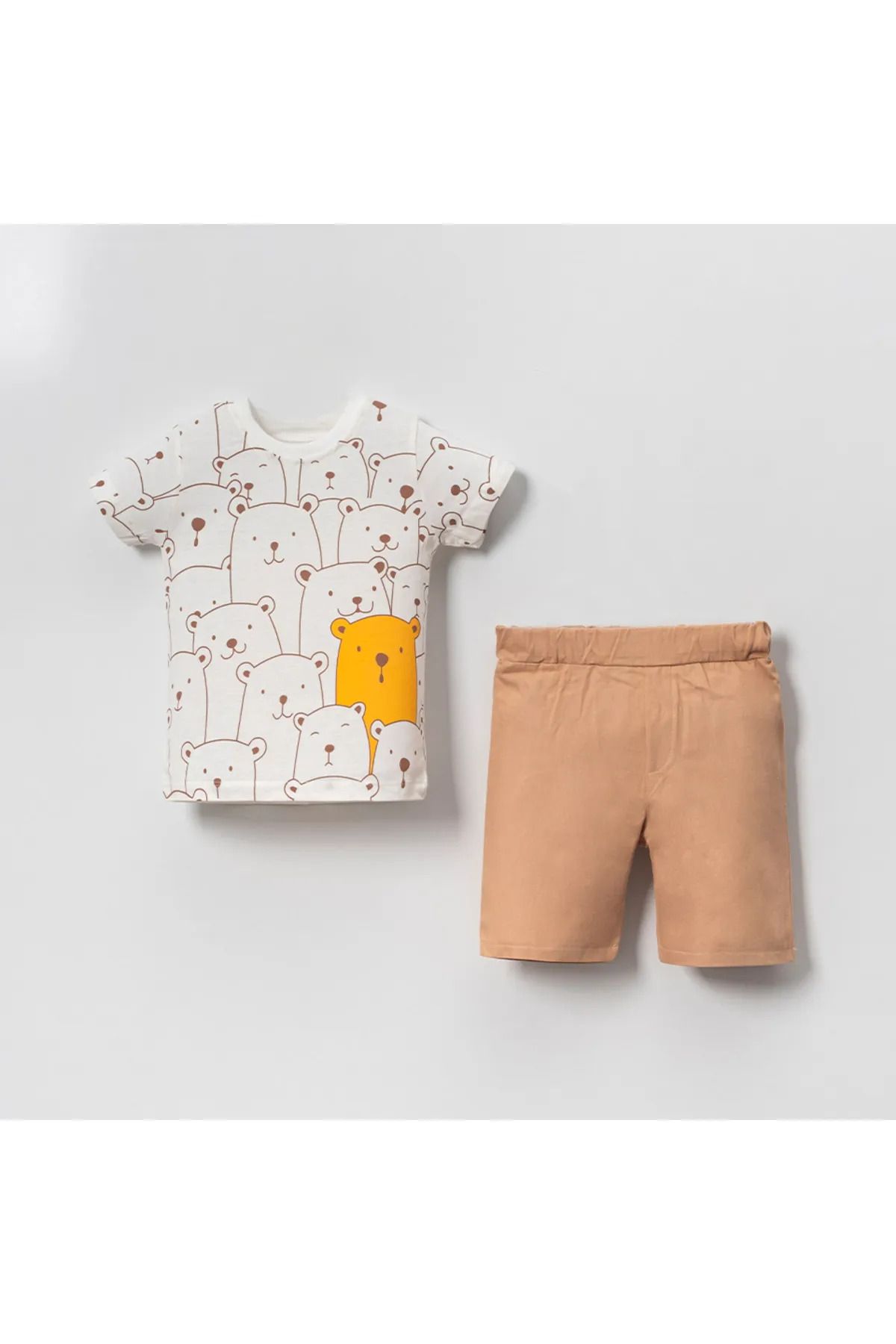 Bubito ست کاشی شلوارک تابستانی نخی بچه گانه با طرح Hello Bears