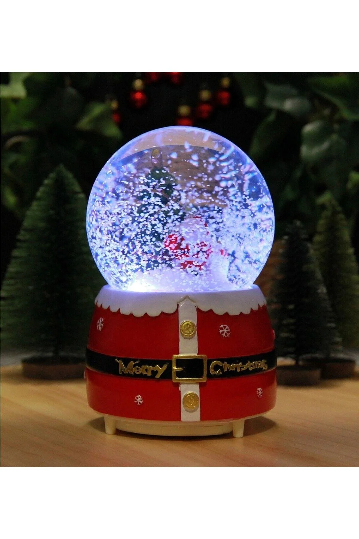 گوی برفی SNOW GLOBE کریسمس سال نو MEGA با چراغ‌ها موسیقی و تسمه موتور ممتاز از ترکیه HEDİYEBİZİZ