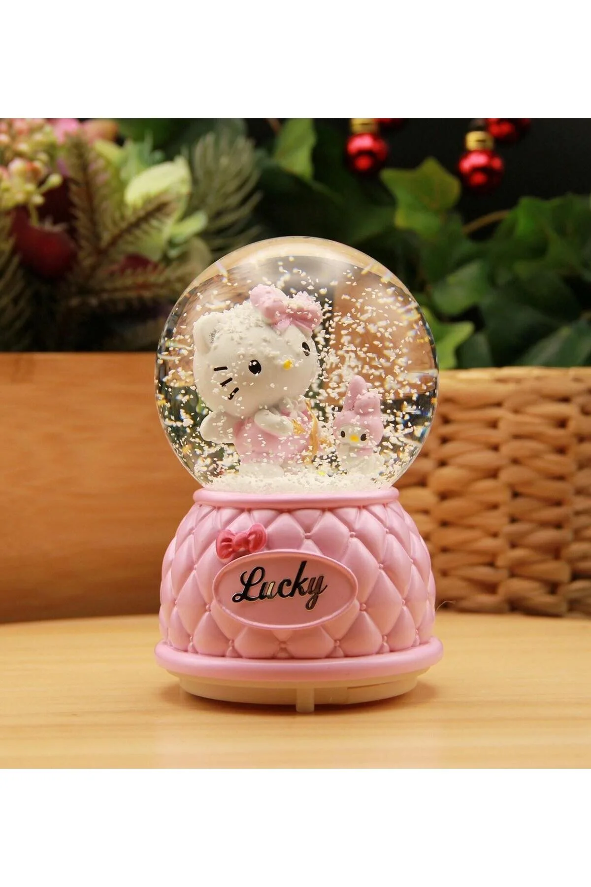 گوی برفی گلوب بزرگ موتوری HELLO KITTY با چراغ‌ها موسیقی و دمیدن برف از ترکیه FOYA AKSESUAR