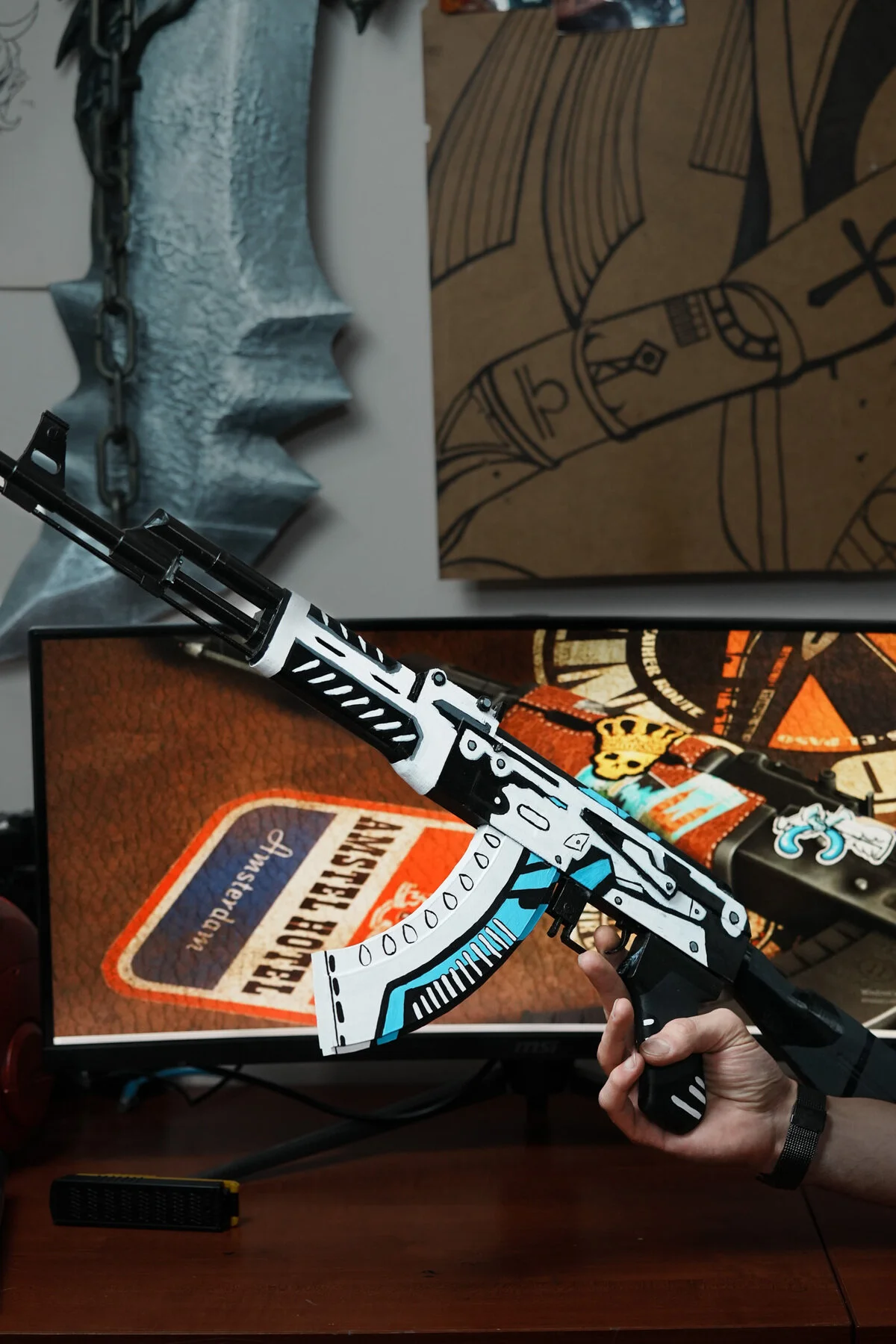 فیگور CS GO ASIIMOV AK 47 SKIN 3D PLASTIC PRODUCTION 50 CM VeyernCraft