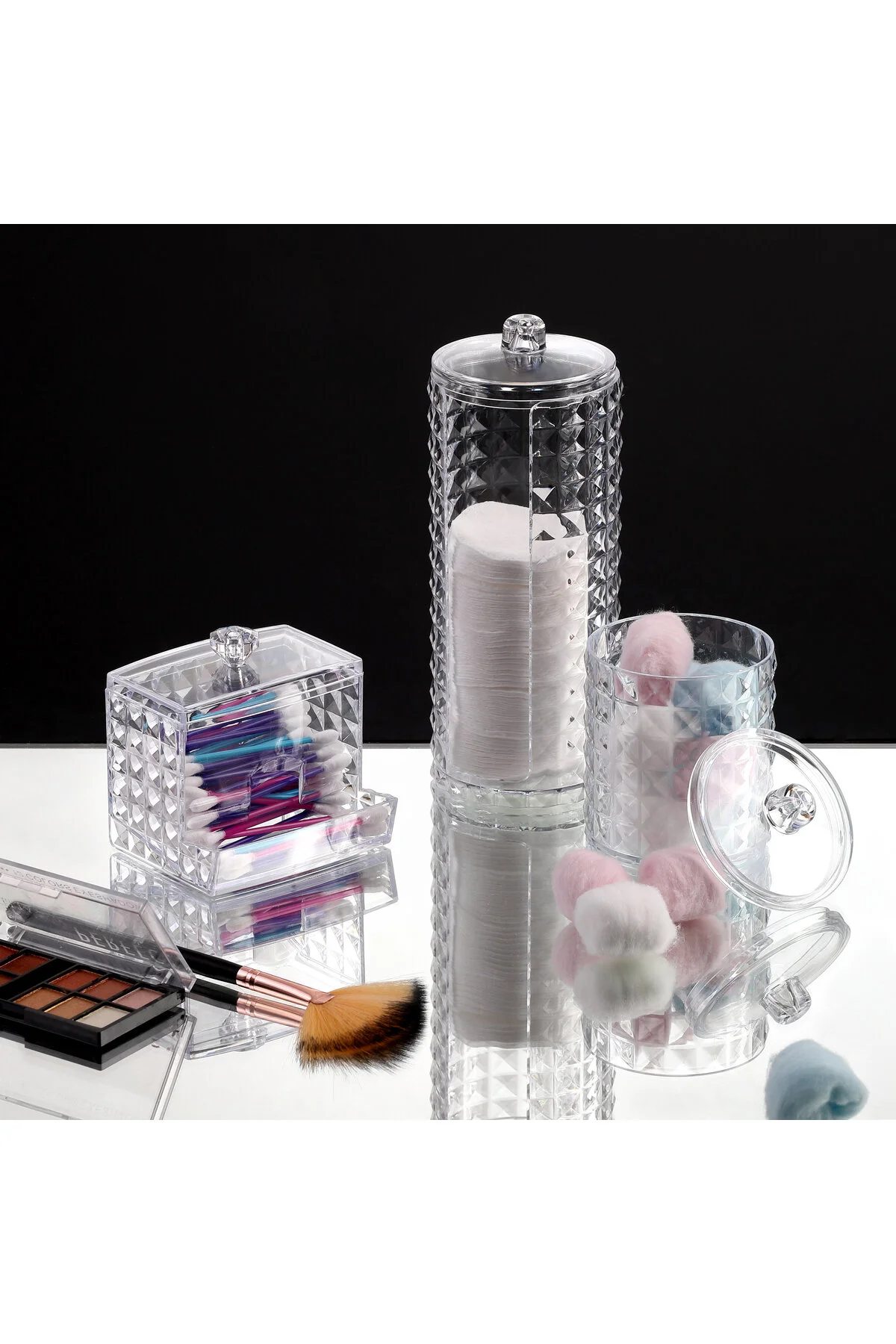 نظم‌دهنده لوازم آرایش و جواهر 3 MAKE UP ORGANIZER COTTON CRYSTAL DIOMAND مجموعه Vivart