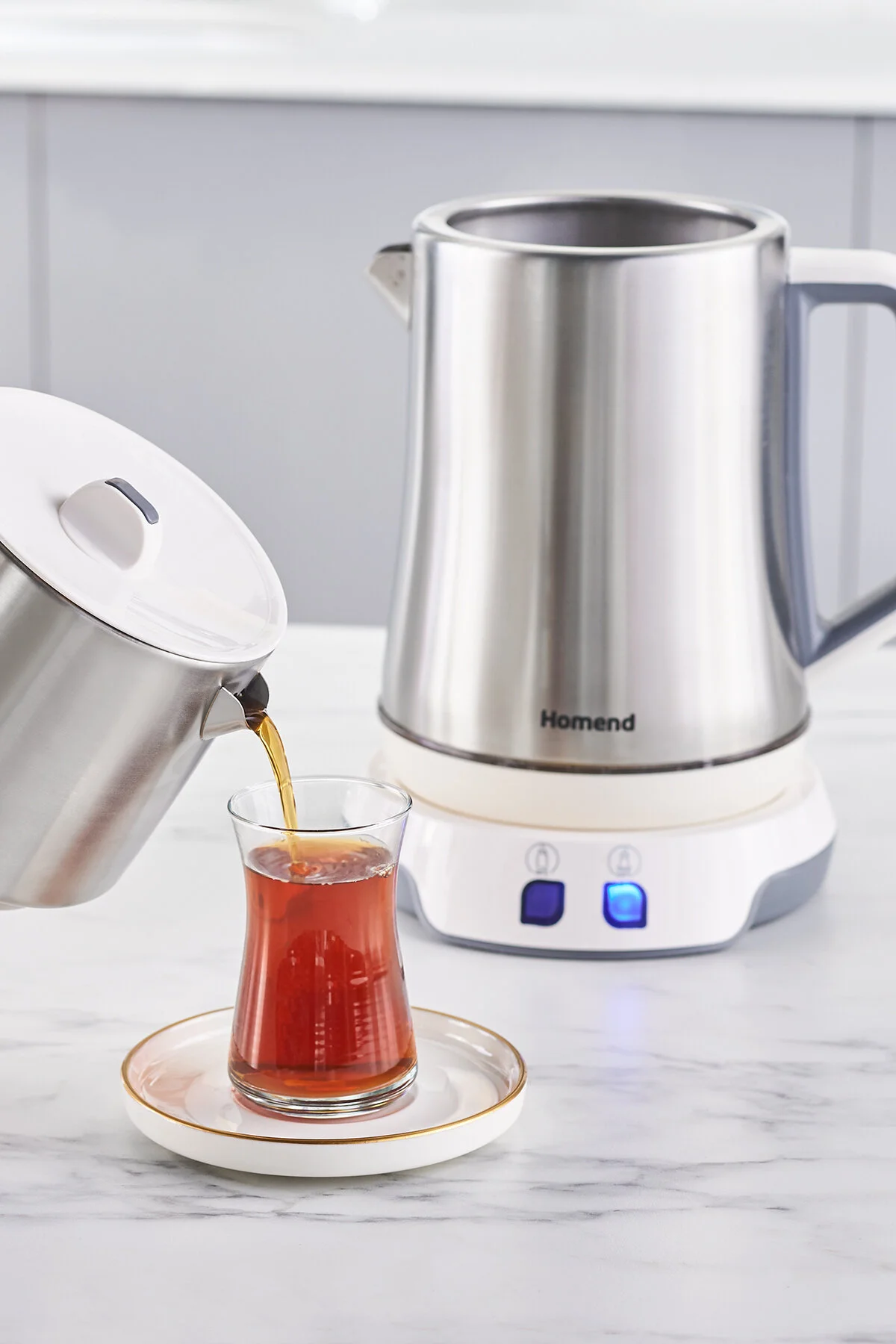 چای ساز سفید Royaltea Elegant 1775H صحبت کردن دستگاه Inox  HOMEND