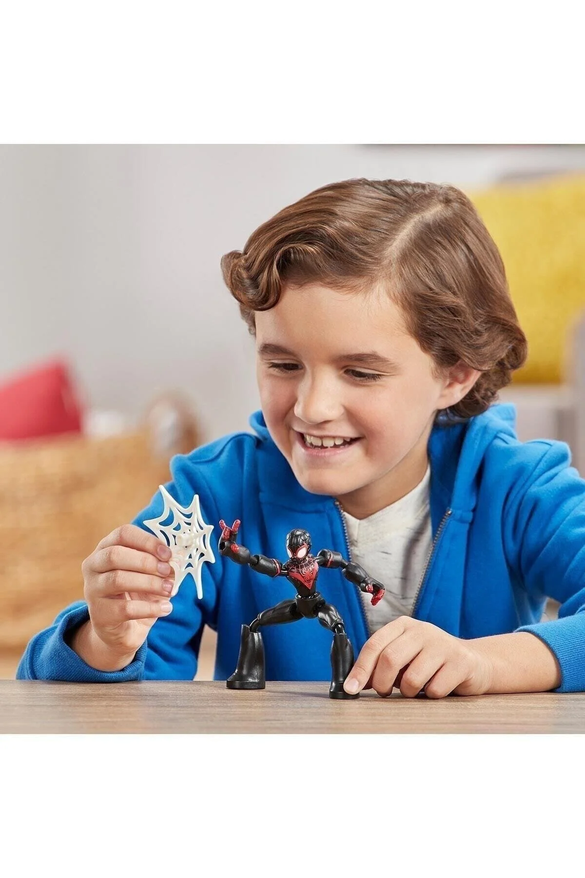اسباب بازی های فیگور دیگر چند رنگ مردانه و زنانه E7687 Spider Man Bend Flex Miles Morales شکل Hasbro