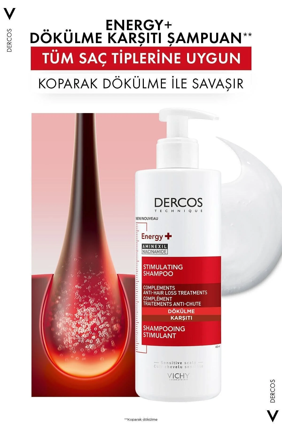 شامپو DERCOS شروع و ریزش مو پیشگیری ریشه در 400 میل ویشی Vichy