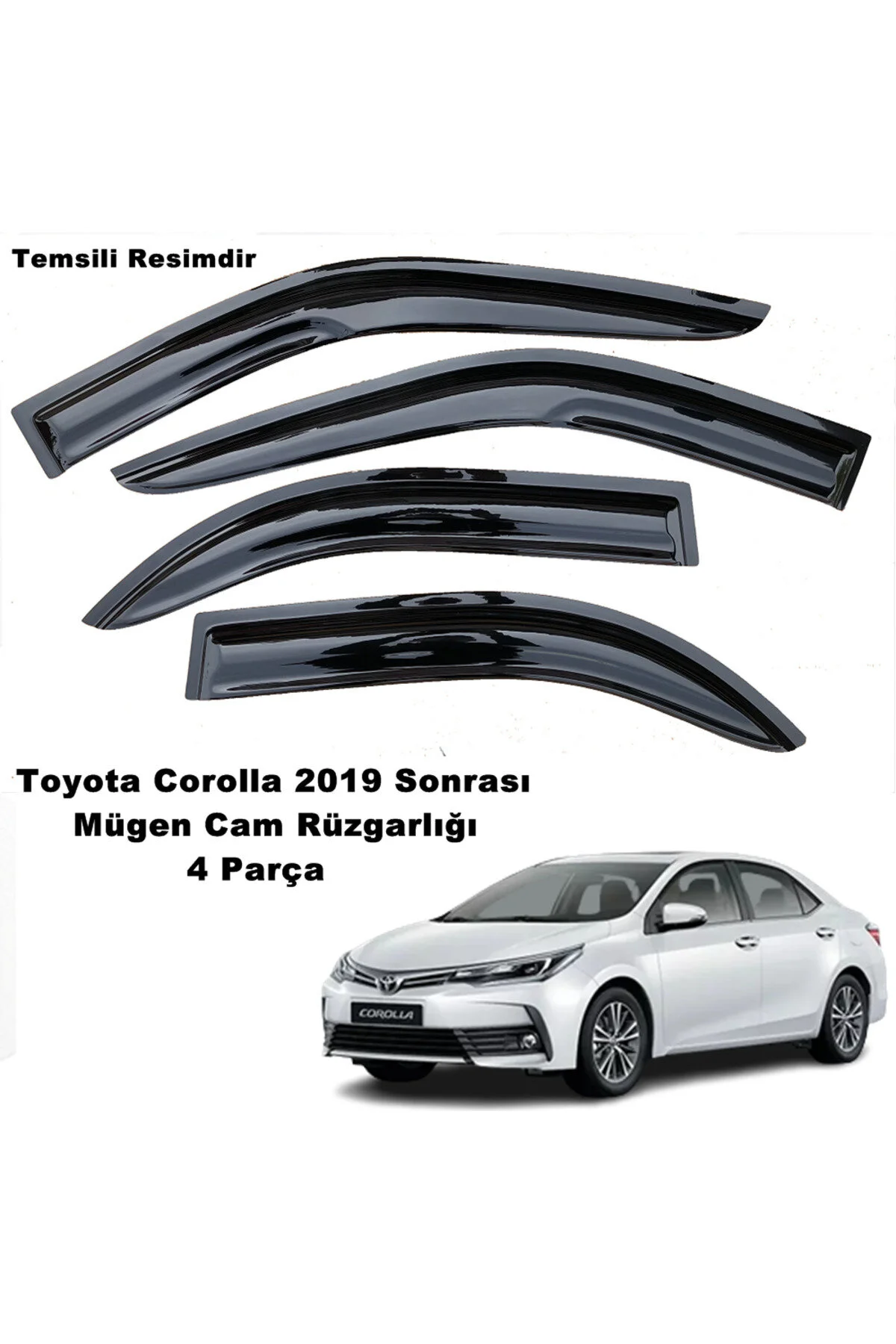 بادگیر خودرو TOYOTA COROLLA GLASS WINDOUT 2019 CRATES SEDAN 4 SET WIND caraks