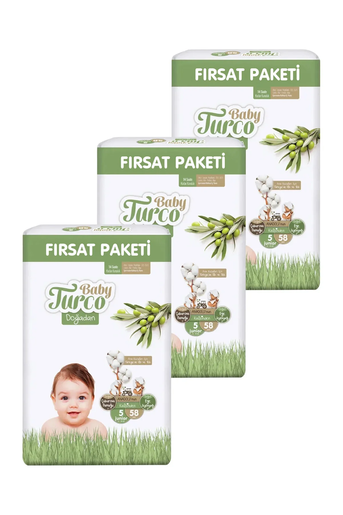 پوشک بچه بسته فرصت دوغادان سایز 5 جونیور 58X3 174 عدد اورجینال Baby Turco