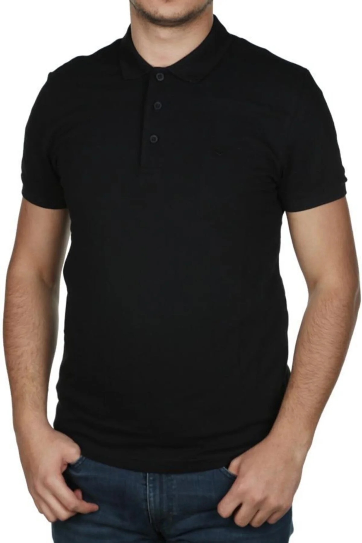 تی شرت یقه پولو مشکی مردانه 4613 YAKA POLO Cazador