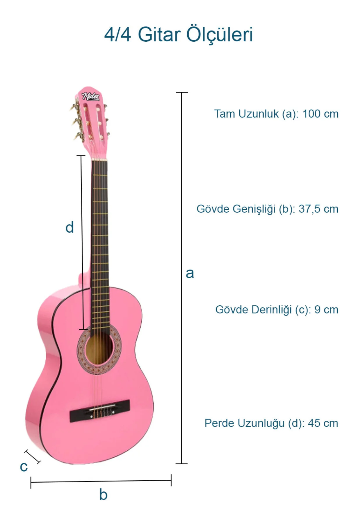 گیتار CG 270PK PINK کلاسیک GUITAR 4 اندازه بزرگسالان مجموعه کامل Midex