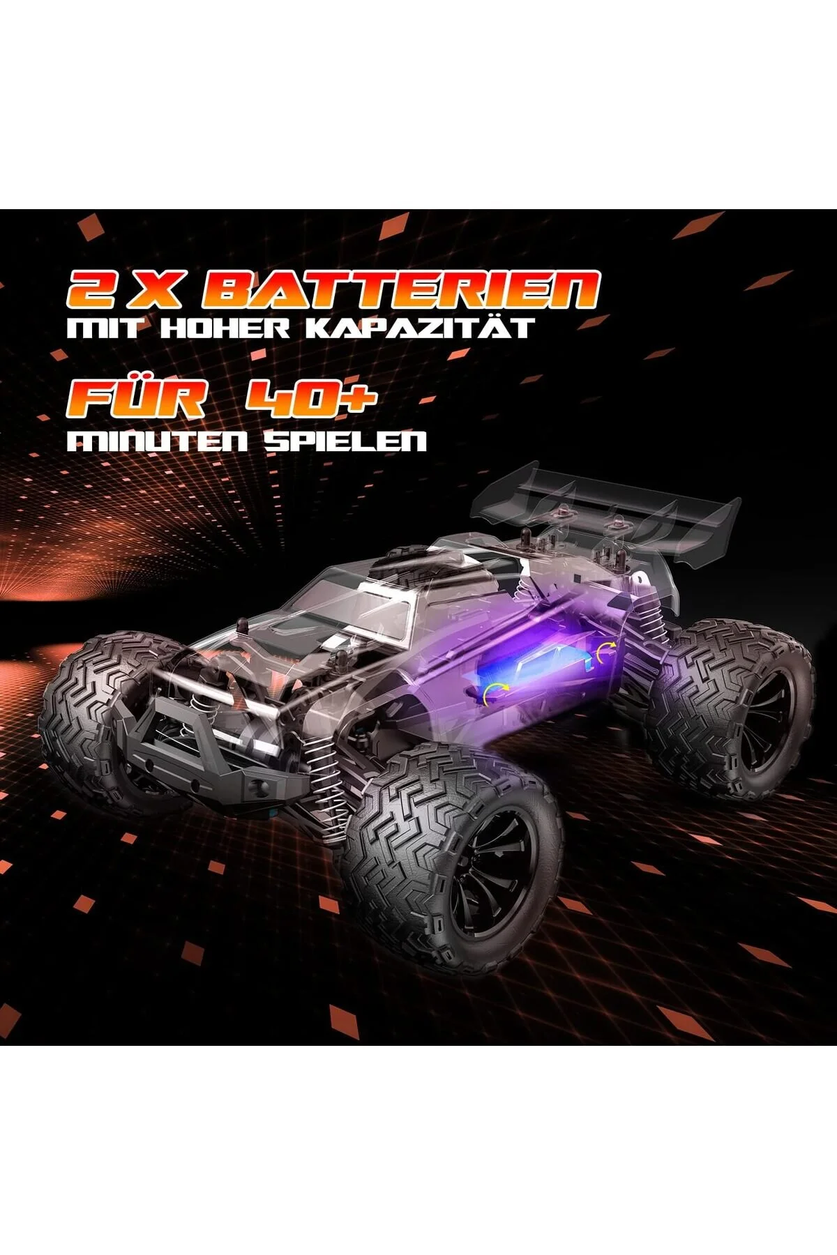 خودروی کنترل از راه دور 1:14 ماشین 4WD RC 40 کیلومتر در ساعت چراغ LED 2 باتری دقیقه زمان کار DEERC Shop