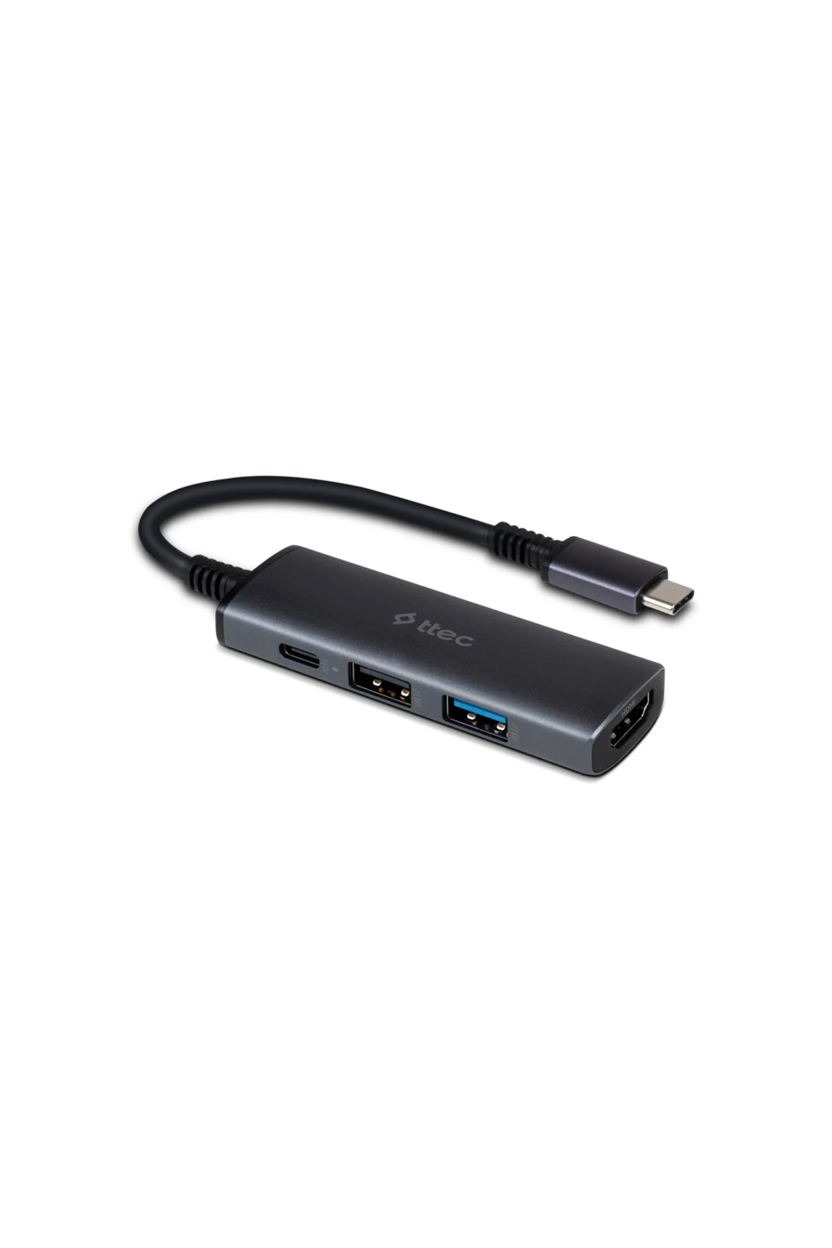 مبدل 4 ورودی USB C HUB 100W PD 4K HDMI A Ttec