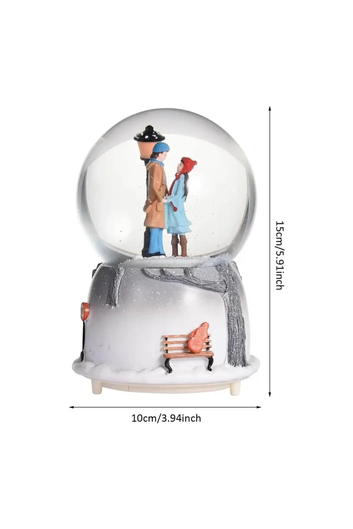 گوی برفی SNOWFLAKE SPRAYED IMMORTAL LOVE WINTER TALE جعبه موزیک SNOW GLOBE سایز بزرگ با چراغ و موسیقی از ترکیه BEYZANA