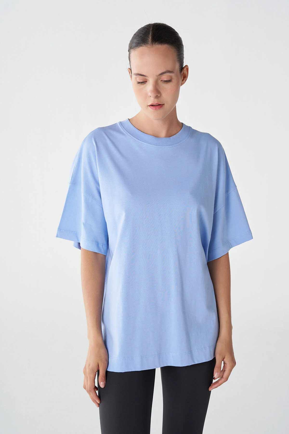 تی شرت آبی زنانه shura بزرگ و آستین کوتاه t shirt hummel