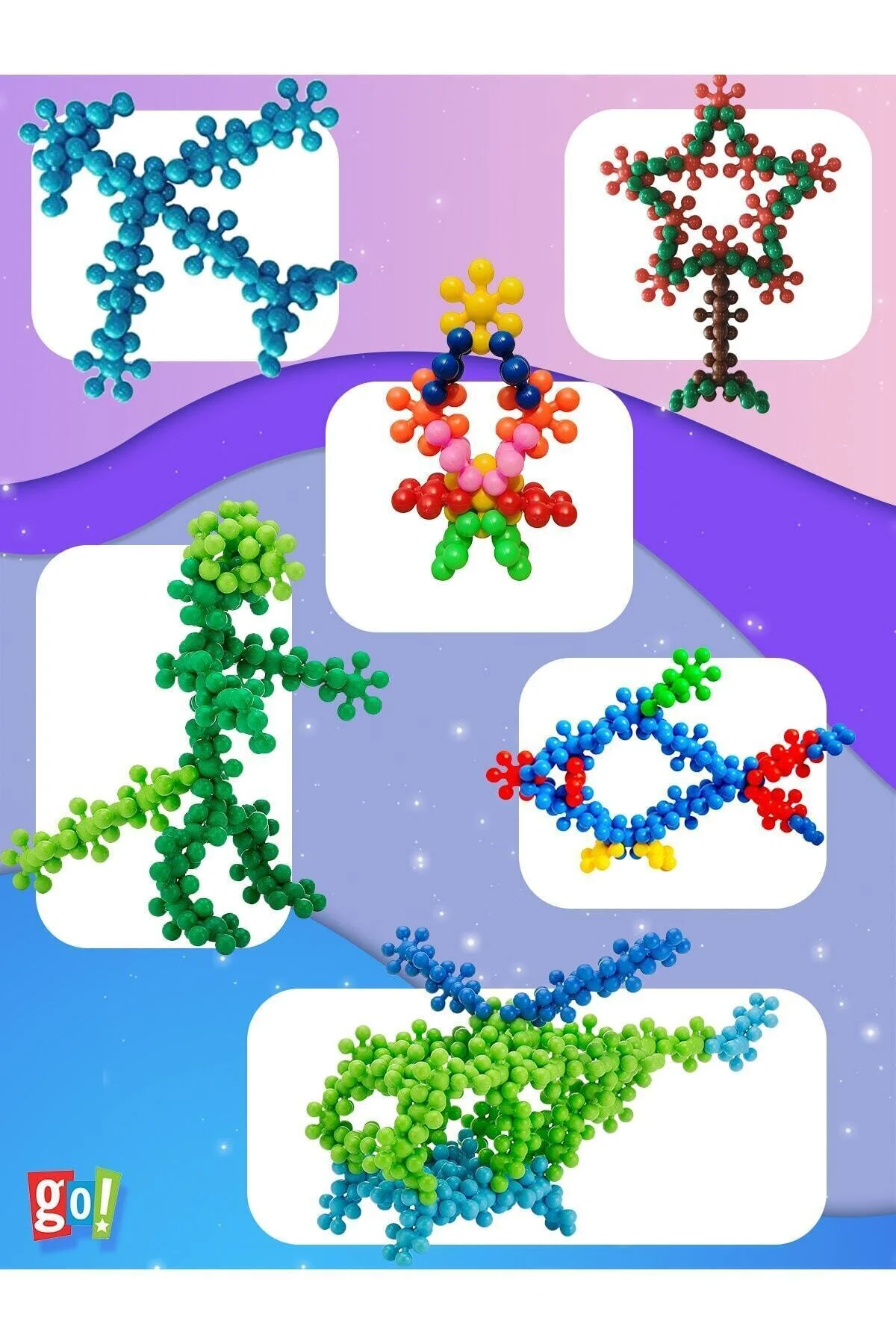 لگو و اسباب بازی های ساخت محور SNOWFLAKE MOLECULE BUILDING BLOCKS TOY آموزشی 120 PCS TOYS از ترکیه Go Toys